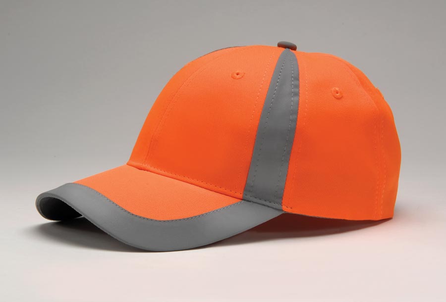 Rf102 | Reflector Hat- Cotton Twill, Six Panel, Structured, Mid-Profile Cap With High Visibility Color Crown And Reflective Grey