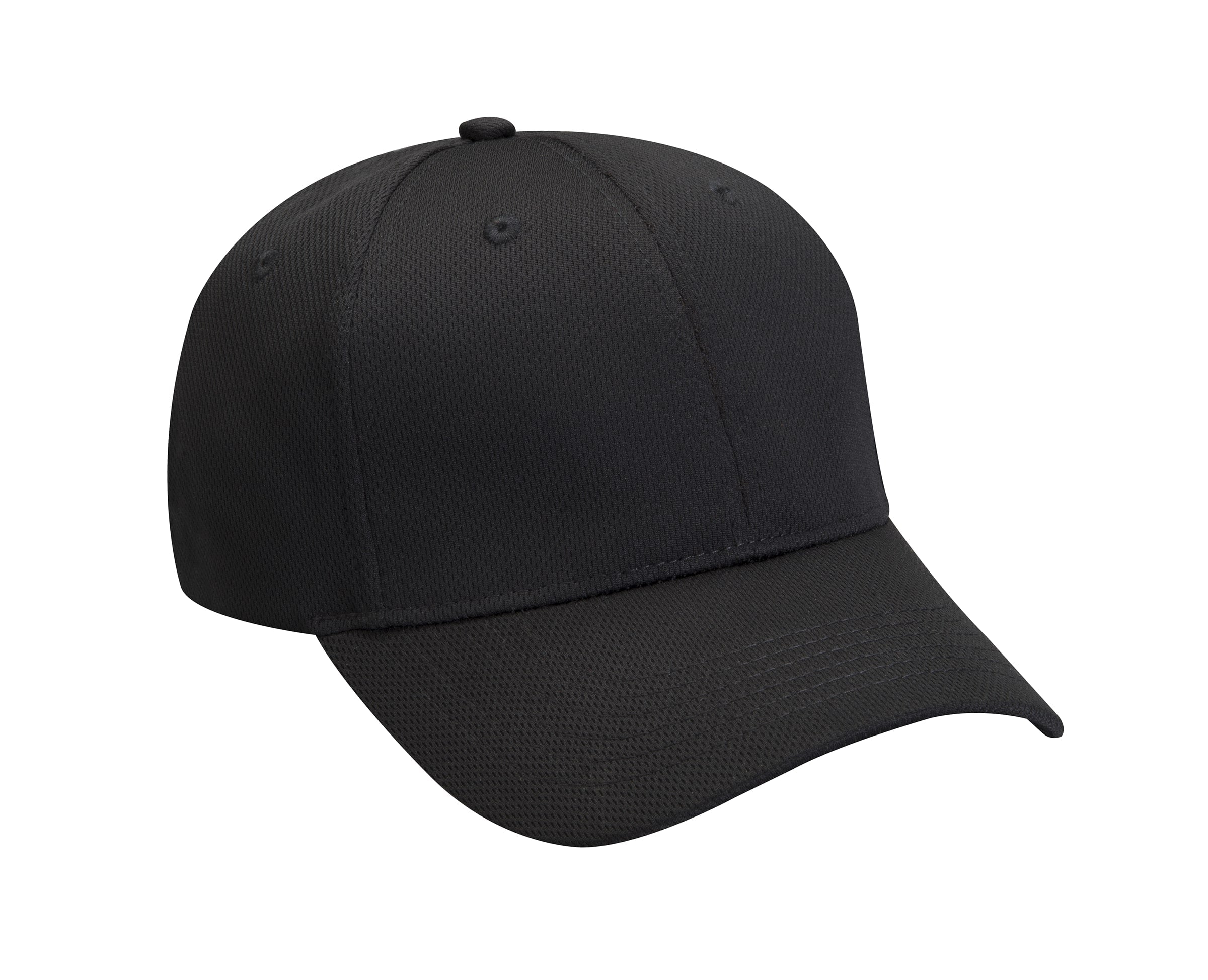 VE101 |VELOCITY- 100% Polyester technical performance mesh, moisture management and UV Protection, six panel, structured, solid, mid-crown, self fabric strap hook and loop closure with comfortable elastic loop. - BLACK