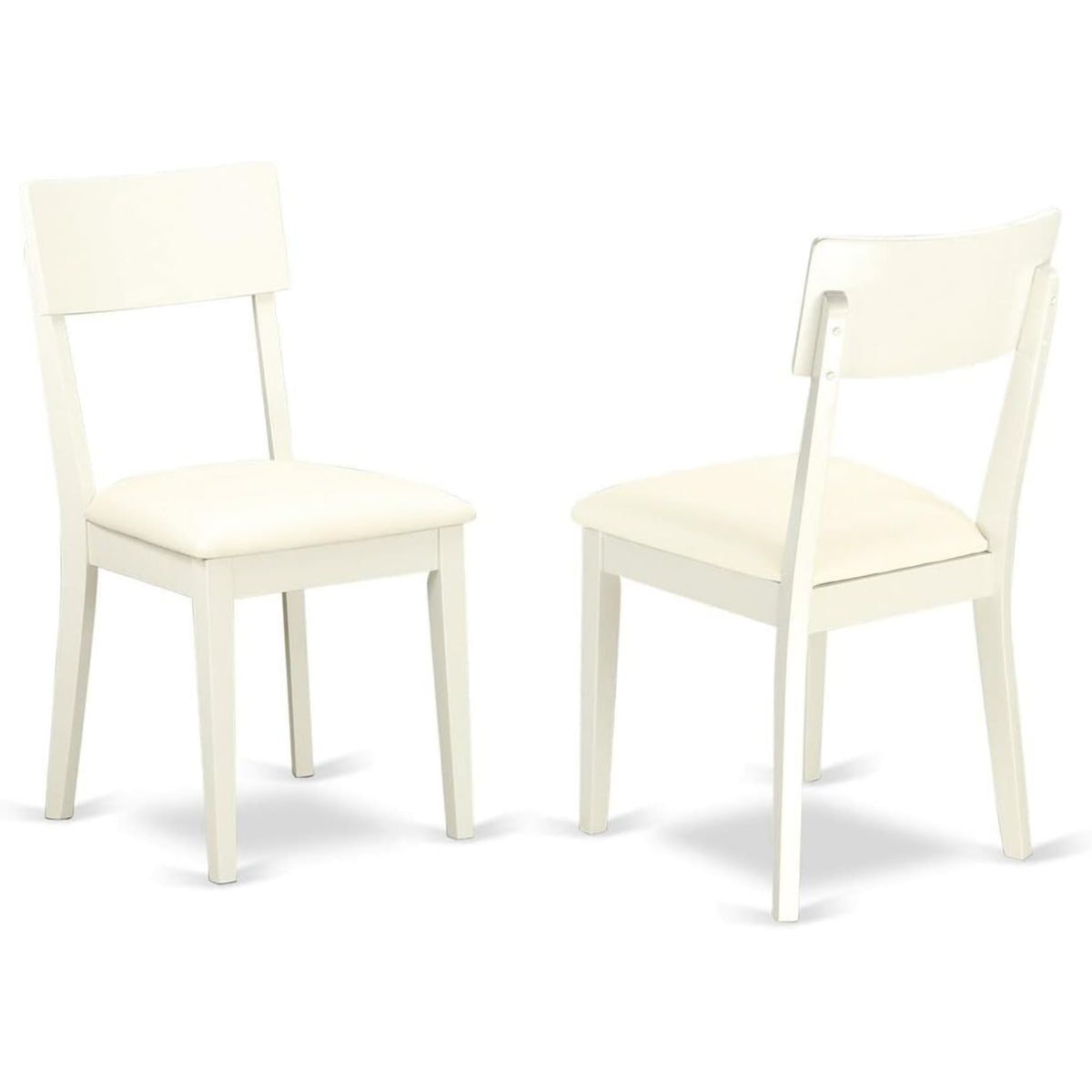 Casafoyer Adc-Lwh-Lc Andi Dining Chairs - Faux Leather Upholstered Dinette Chairs, Set Of 2, Linen White