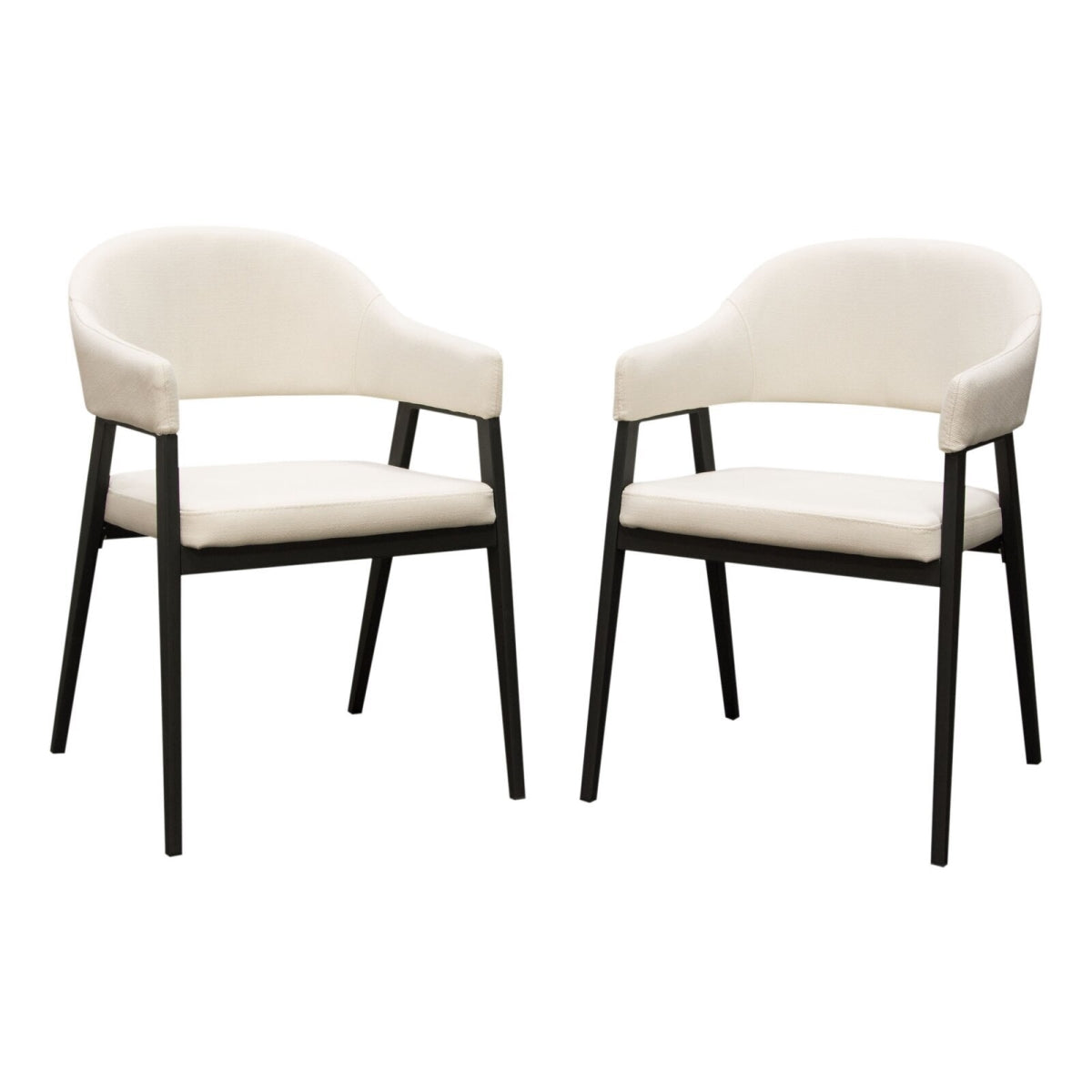 Adele Set Of Two Dining/Accent Chairs In Cream Fabric W/ Black Powder Coated Metal Frame By Diamond Sofa