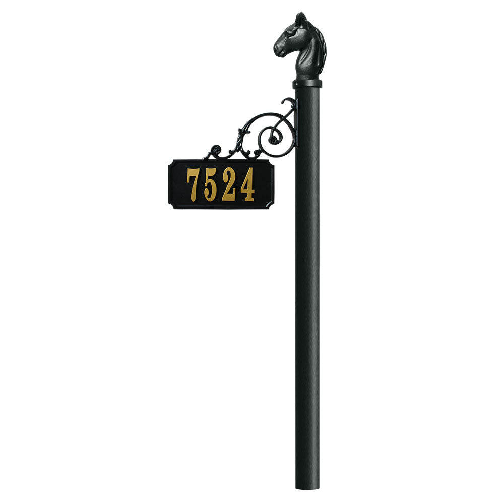 Scroll Mount Address Post (No Base) With Horsehead Finial