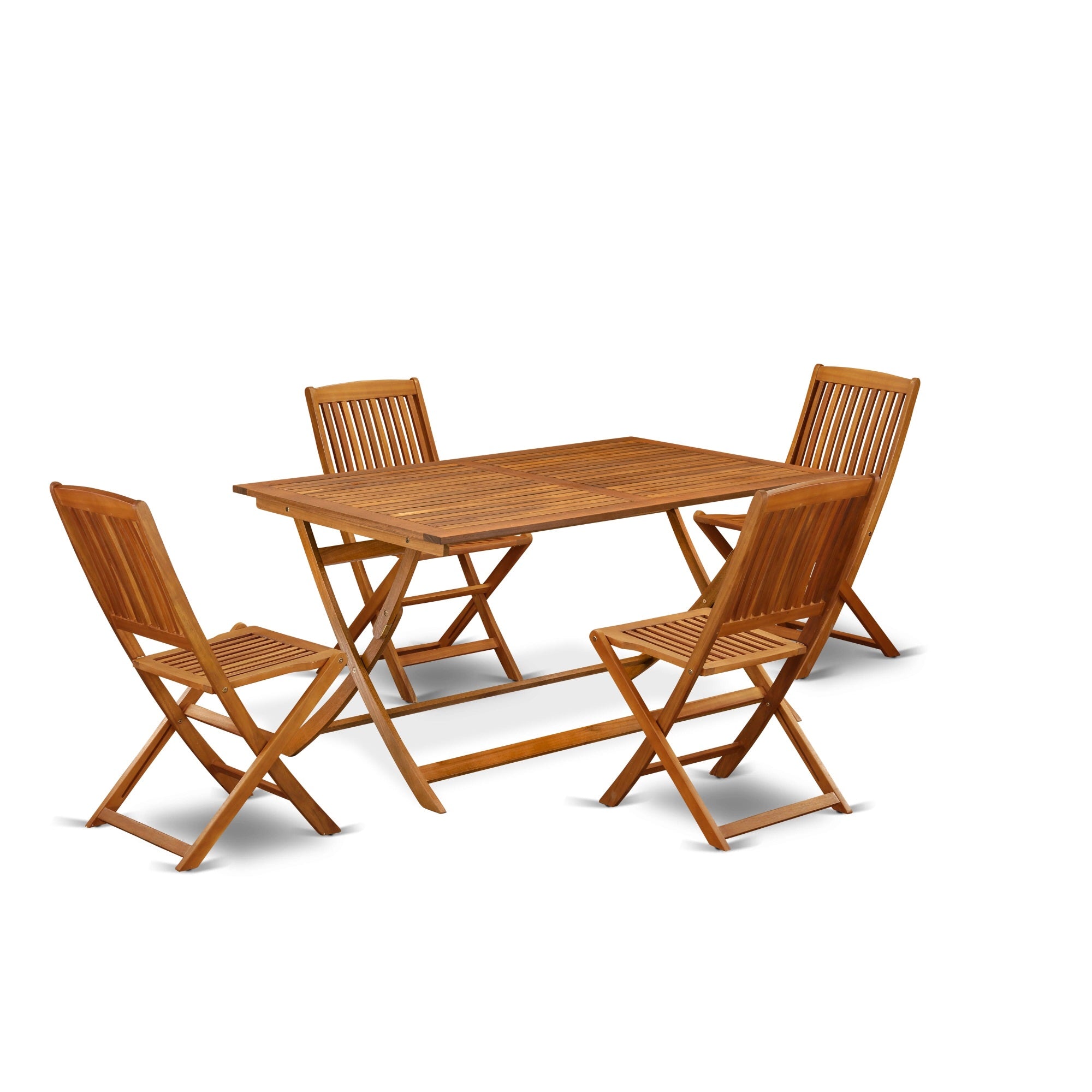 East West Furniture - Aecm5Cwna - 5 Piece Modern Garden Set- Suitable For The Shore, Camping, Picnics - Wonderful Modern Table With 4 Arms Less Patio Chairs- Natural Oil Finish