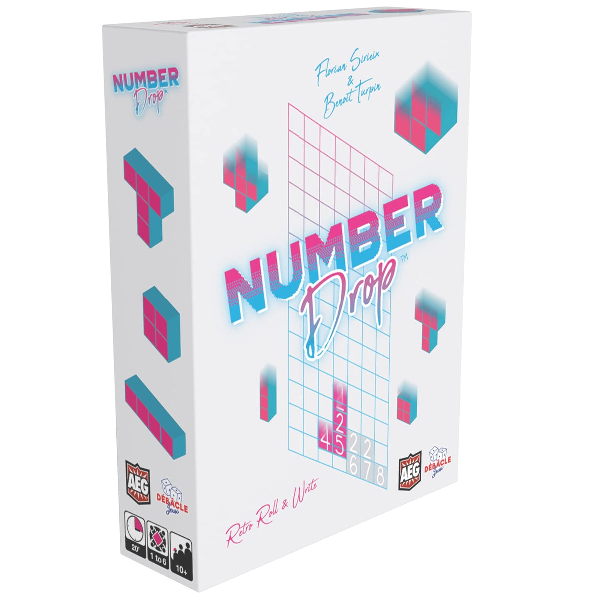 Alderac Entertainment Group (Aeg) Number Drop - Retro Roll & Write, Video Game Theme, Alderace Entertainment Group (Aeg), Ages 10+, 1-6 Players, 20 Min