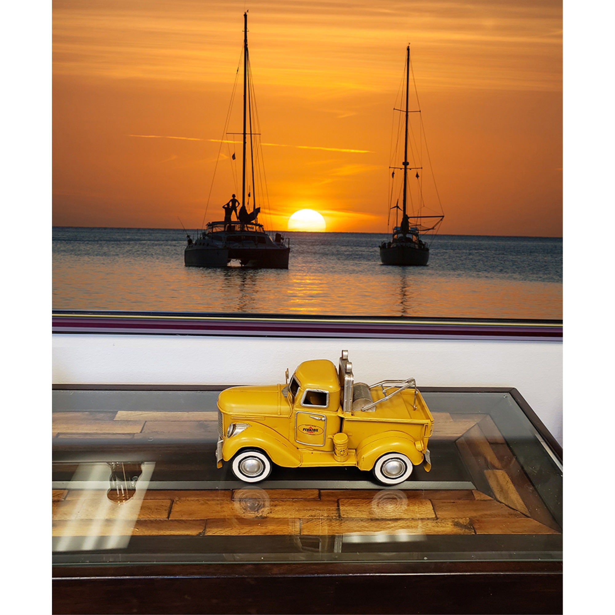 1926 Pennzoil Tow Truck Yellow Metal Handmade