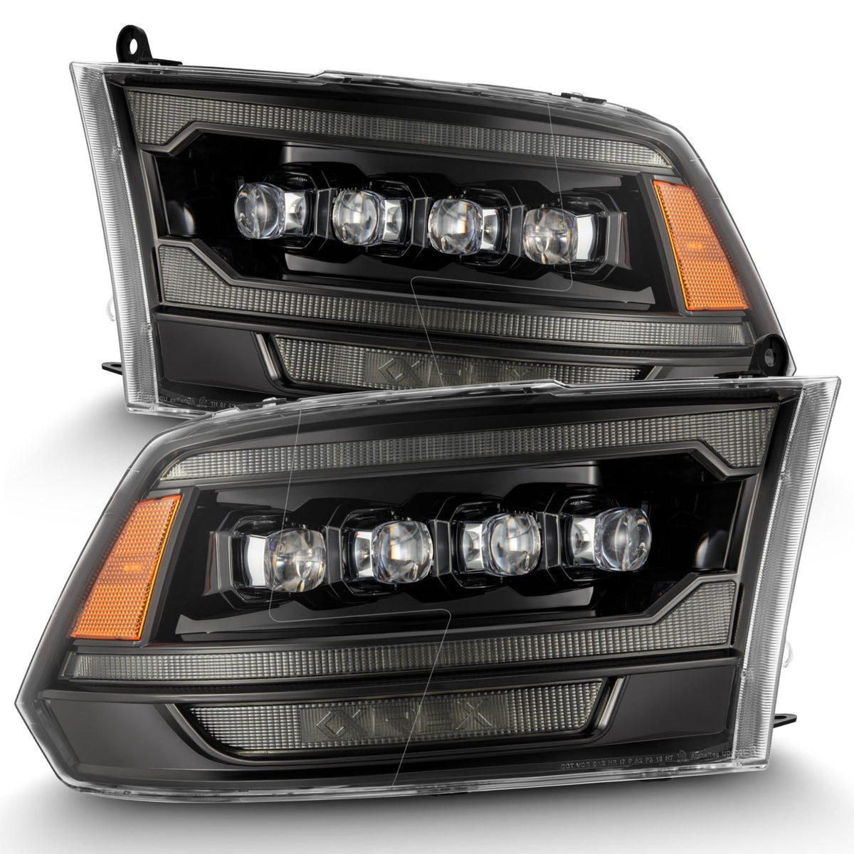 Alpharex 09-18 Ram 2500 Nova Led Proj Headlights Plank Style Alpha Blk W/Activ Light/Seq Signal/Drl