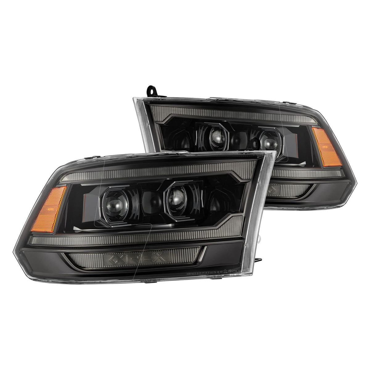 Alpharex 09-18 Ram 2500 Luxx Led Proj Headlight Plank Style Alpha Blk W/Activ Light/Seq Signal/Drl