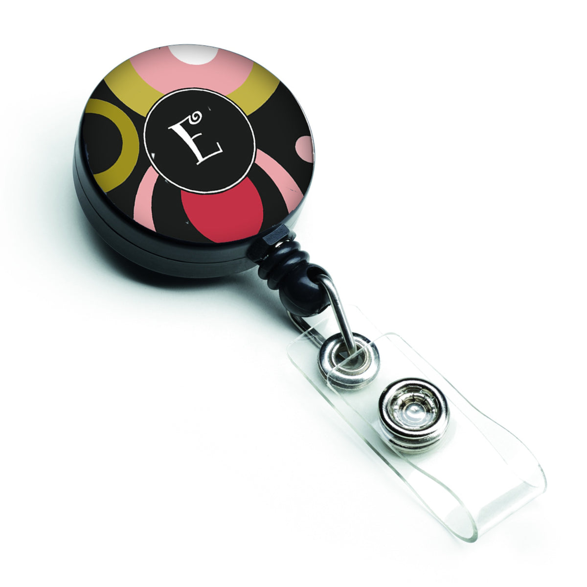 Caroline'S Treasures Letter E Monogram, Retro In Black Retractable Badge Reel, Multicolor (Am1001-Ebr)