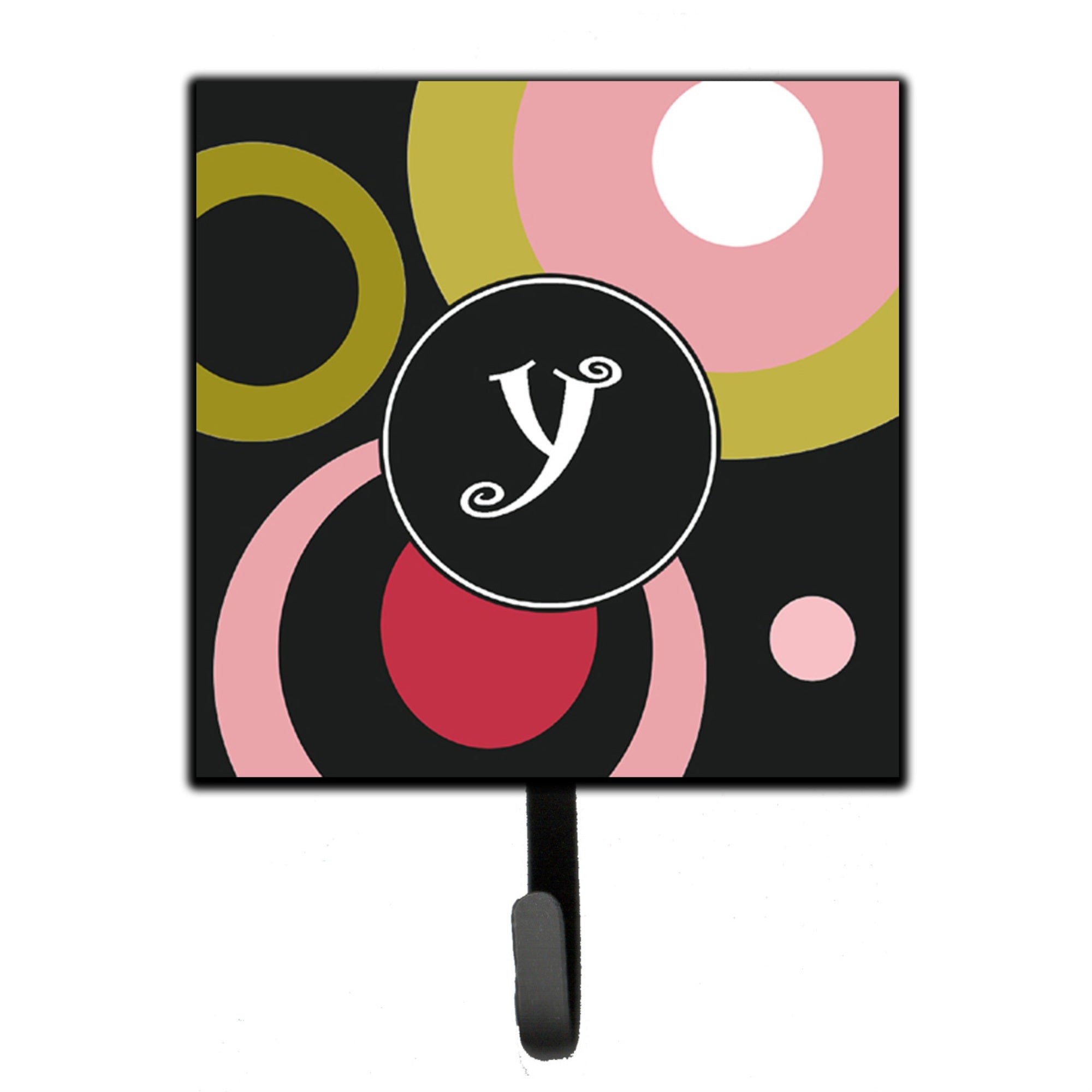 Caroline'S Treasures Am1001-Ysh4 Monogram-Retro In Black Leash Holder Or Key Hook Am1001, Small, Multicolor