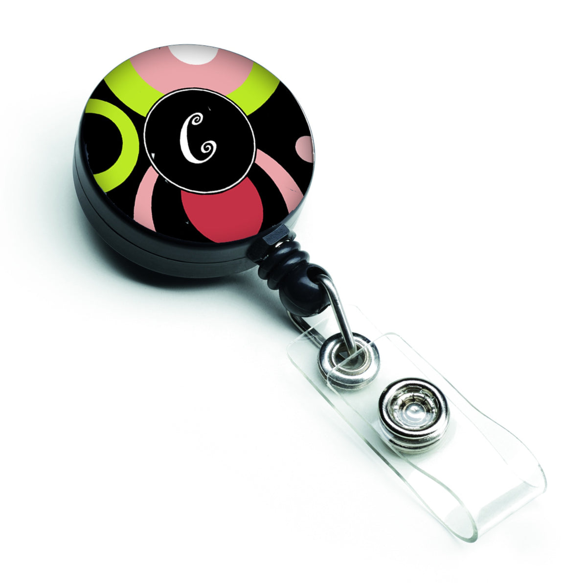Caroline'S Treasures Letter C Monogram, Retro In Black Retractable Badge Reel, Multicolor (Am1002-Cbr)