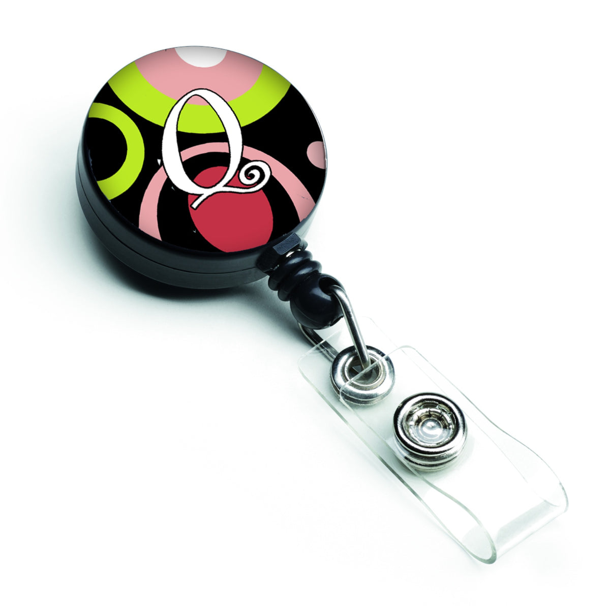 Caroline'S Treasures Letter Q Monogram, Retro In Black Retractable Badge Reel, Multicolor (Am1002-Qbr)