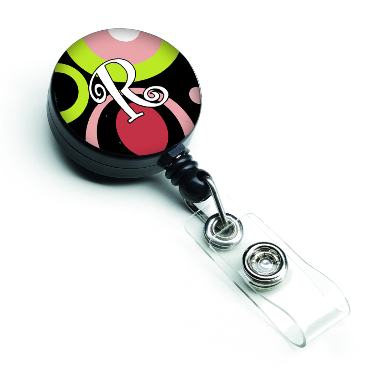 Caroline'S Treasures Letter R Monogram, Retro In Black Retractable Badge Reel, Multicolor (Am1002-Rbr)