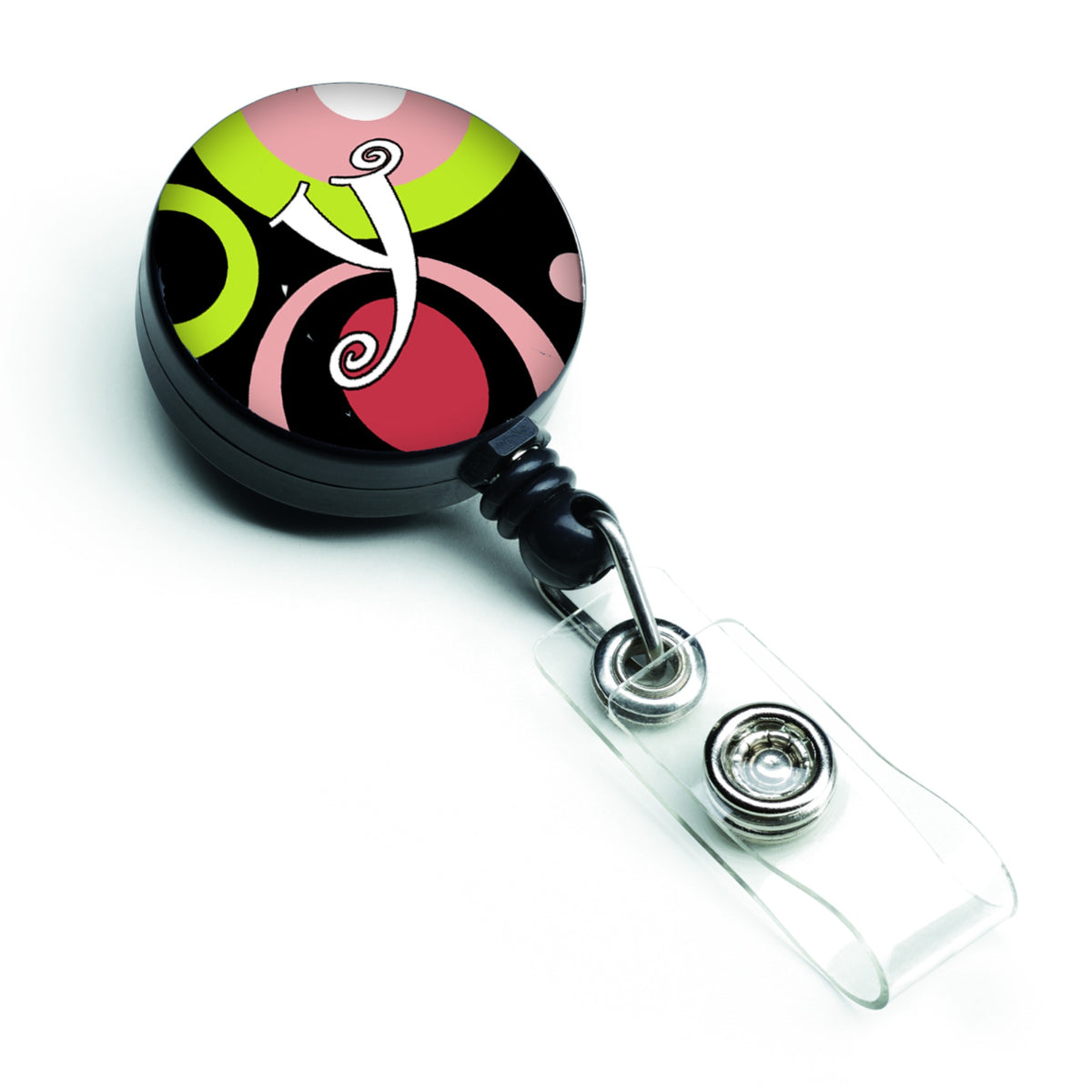 Caroline'S Treasures Letter Y Monogram, Retro In Black Retractable Badge Reel, Multicolor (Am1002-Ybr)