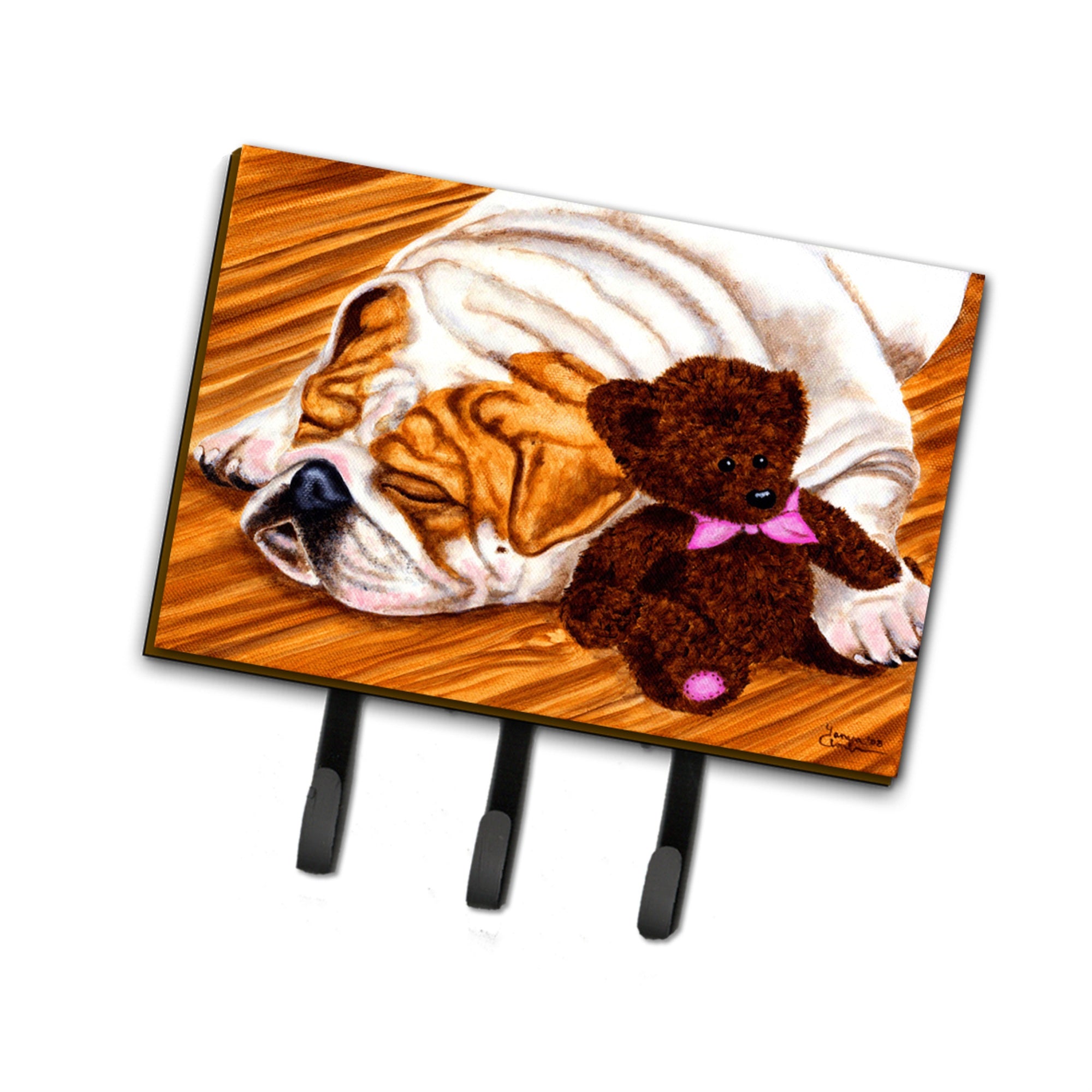 Caroline'S Treasures Amb1003Th68 English Bulldog And Teddy Bear Leash Or Key Holder, Large, Multicolor