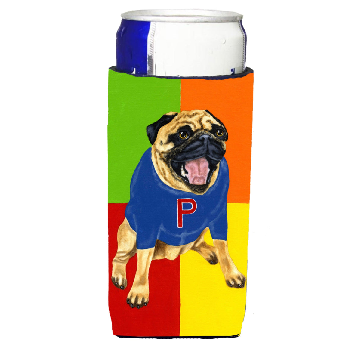 Caroline'S Treasures Go Team Varsity Pug Michelob Ultra Koozies For Slim Cans, Multicolor