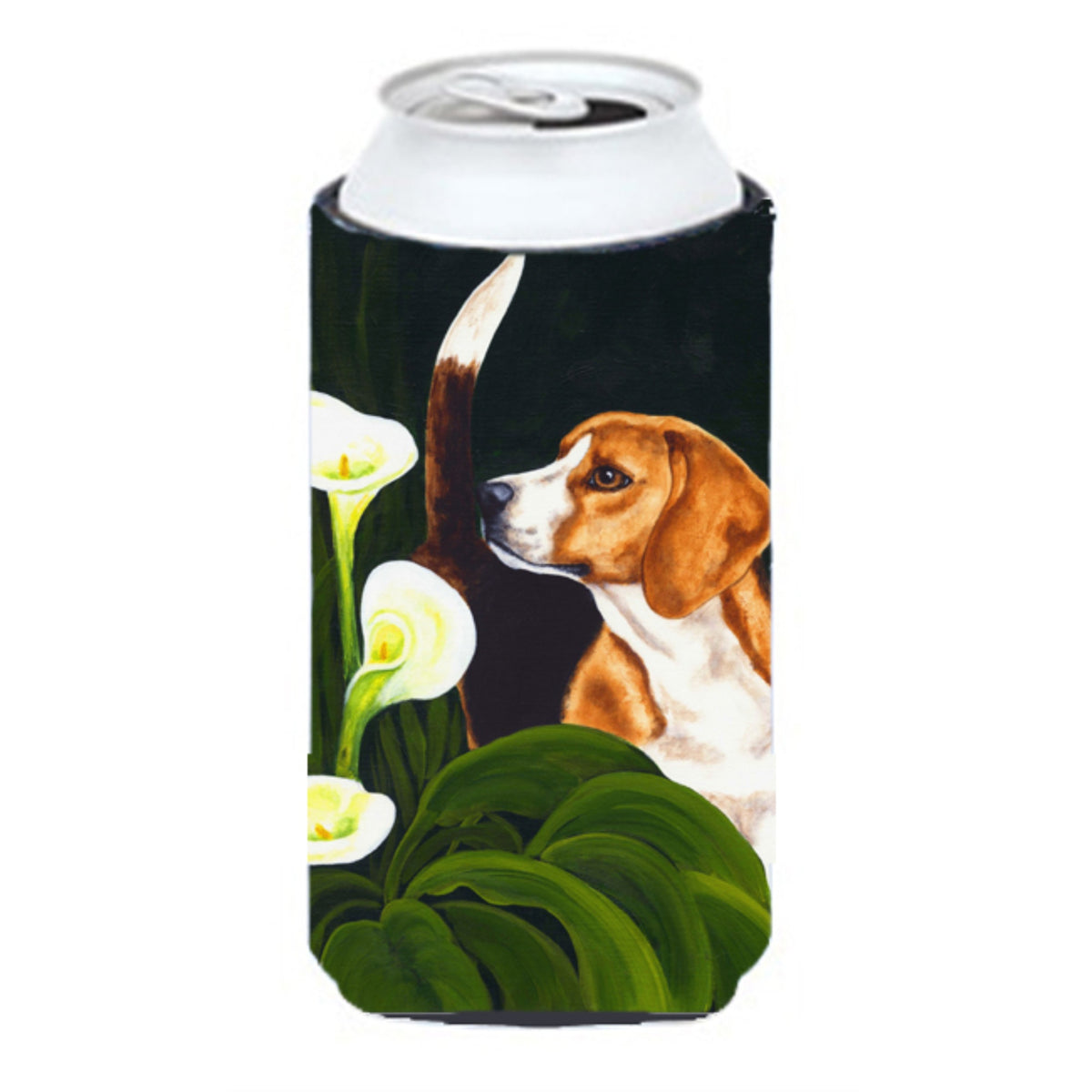 Caroline'S Treasures Beagle Lilies Tall Boy Koozie Hugger, Multicolor