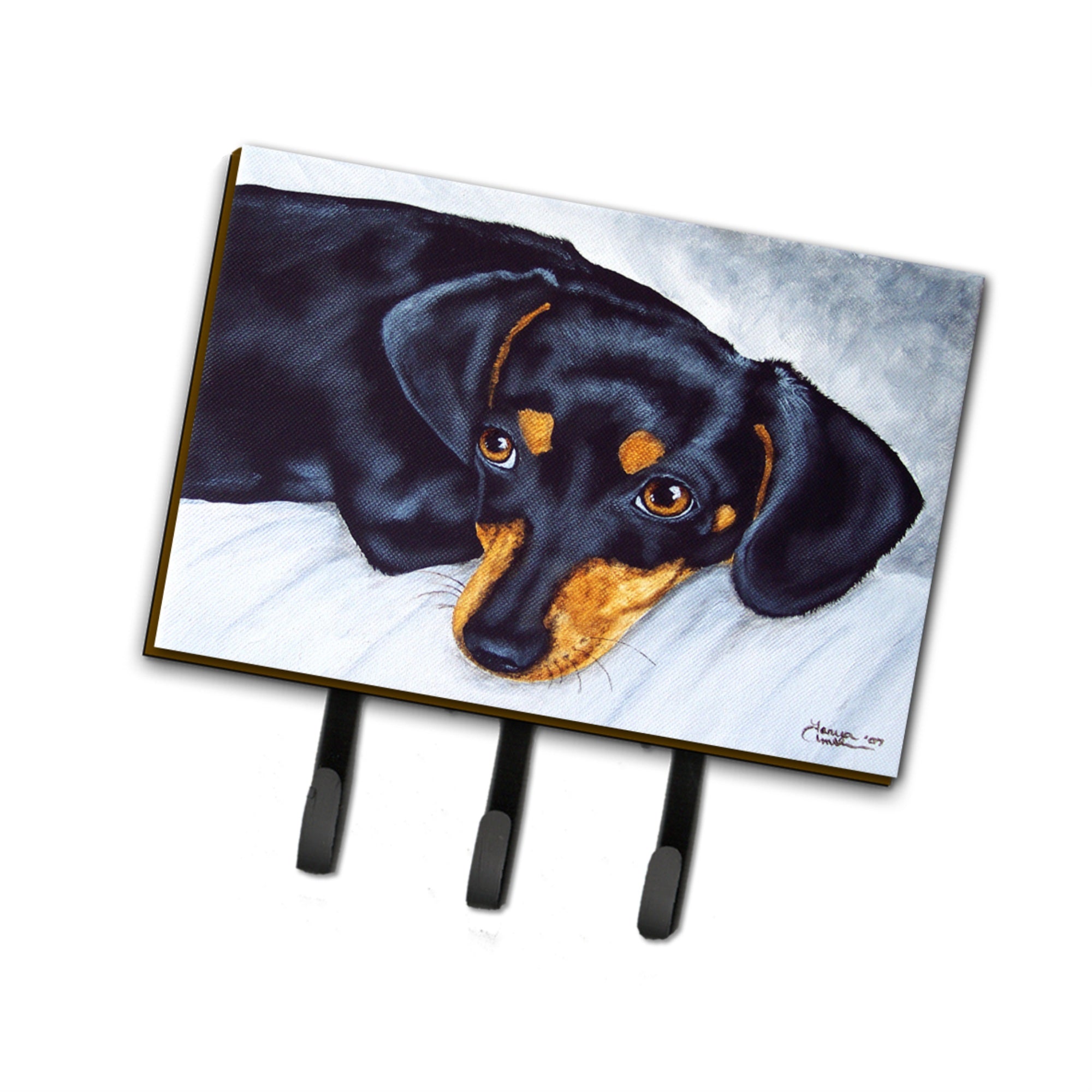 Caroline'S Treasures Amb1079Th68 Black And Tan Doxie Dachshund Leash Or Key Holder, Large, Multicolor