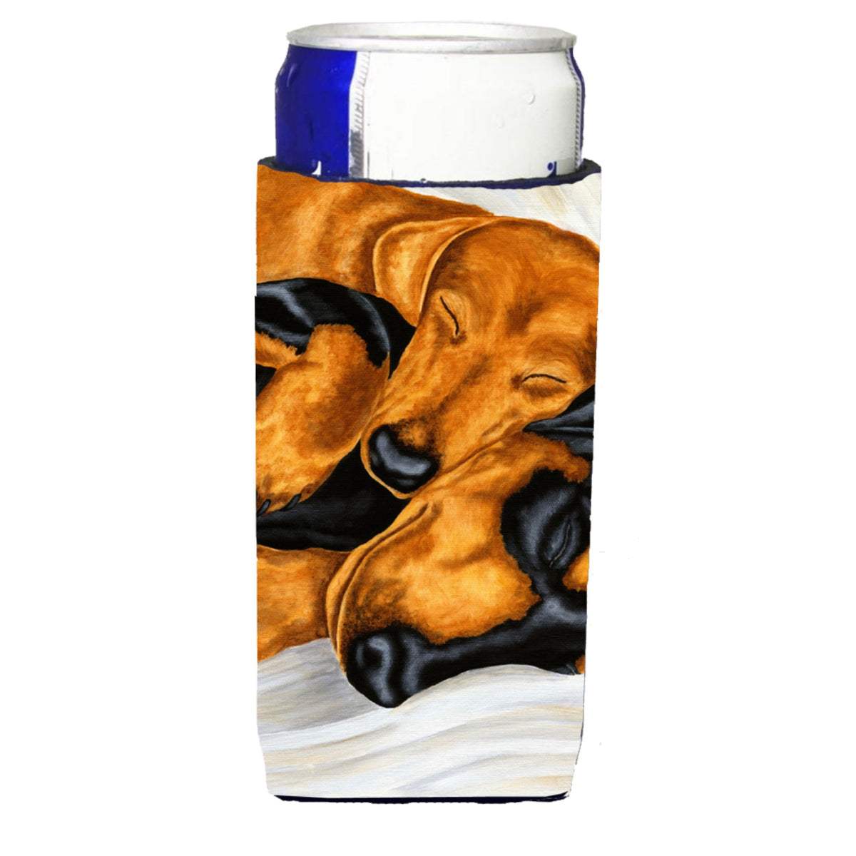 Caroline'S Treasures Dachshund Snuggles Michelob Ultra For Slim Cans, Multicolor
