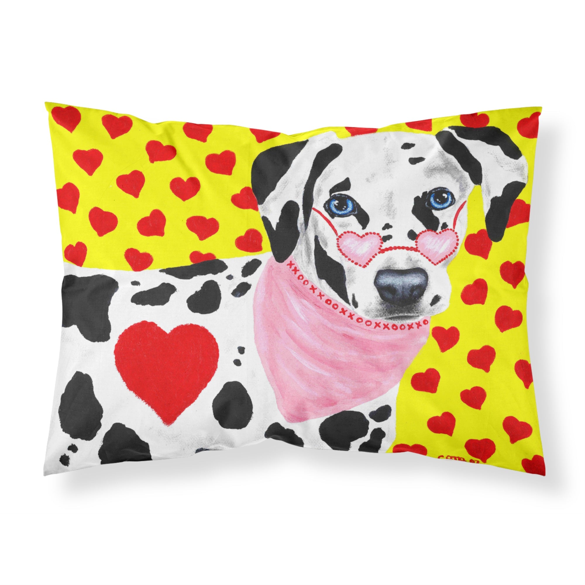 Caroline'S Treasures Hearts And Dalmatian Fabric Standard Pillowcase Amb1116Pillowcase, Multicolor