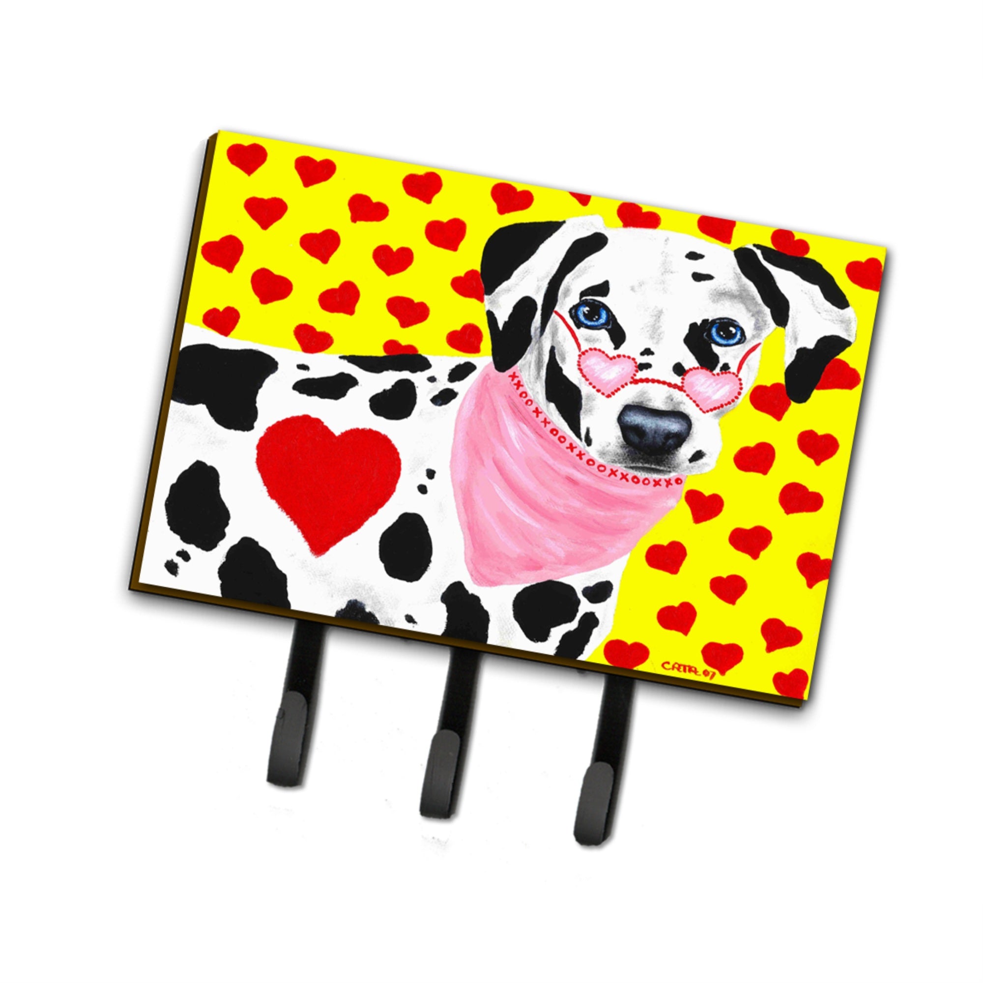 Caroline'S Treasures Amb1116Th68 Hearts And Dalmatian Leash Or Key Holder, Large, Multicolor