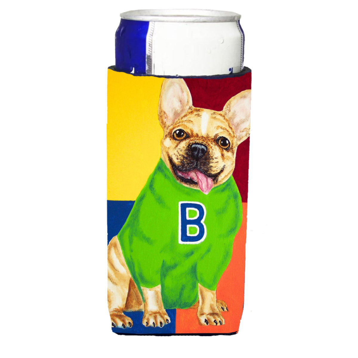 Caroline'S Treasures French Bulldog Go Team Michelob Ultra Koozies For Slim Cans, Multicolor