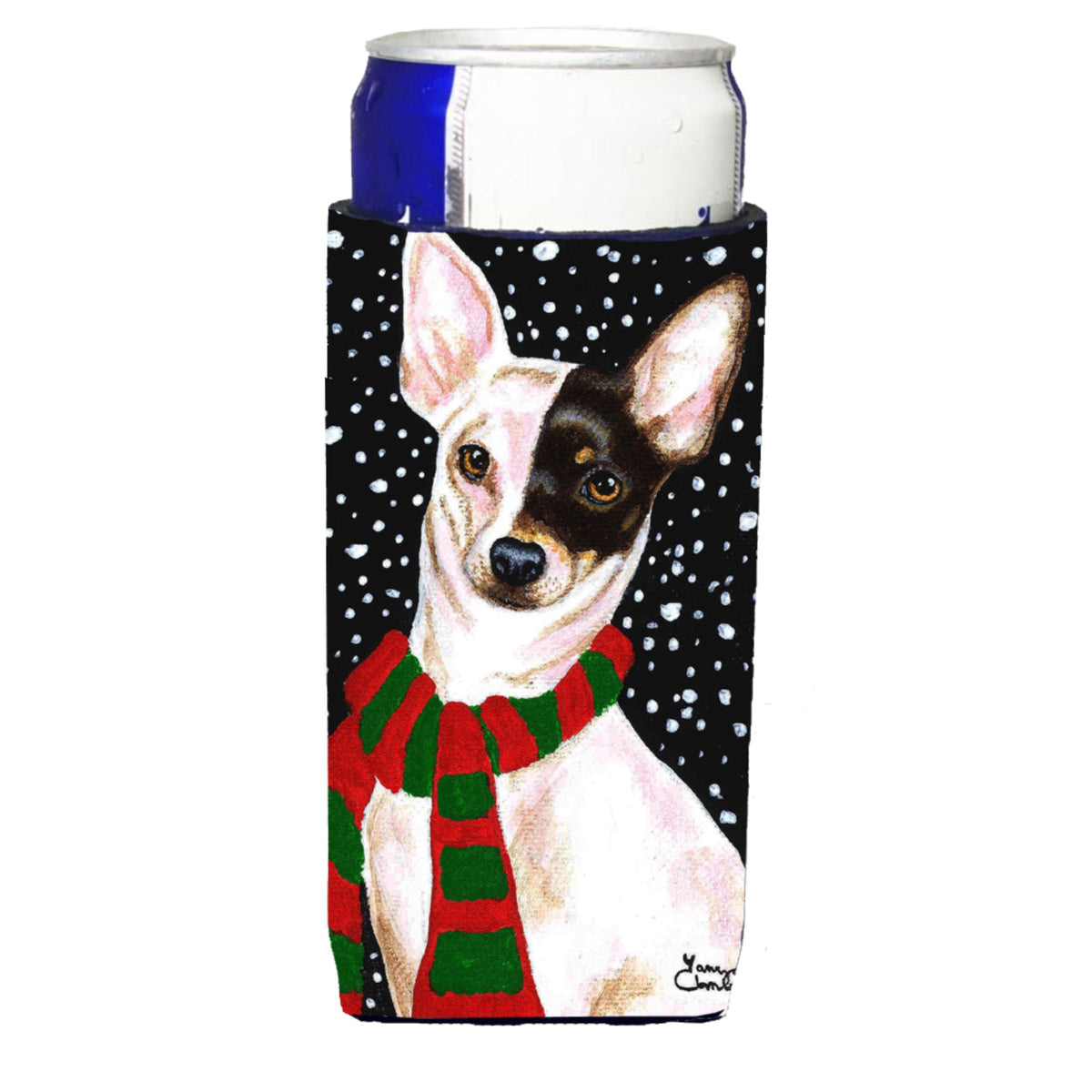 Caroline'S Treasures Snowy Chihuahua Michelob Ultra Koozies For Slim Cans, Multicolor