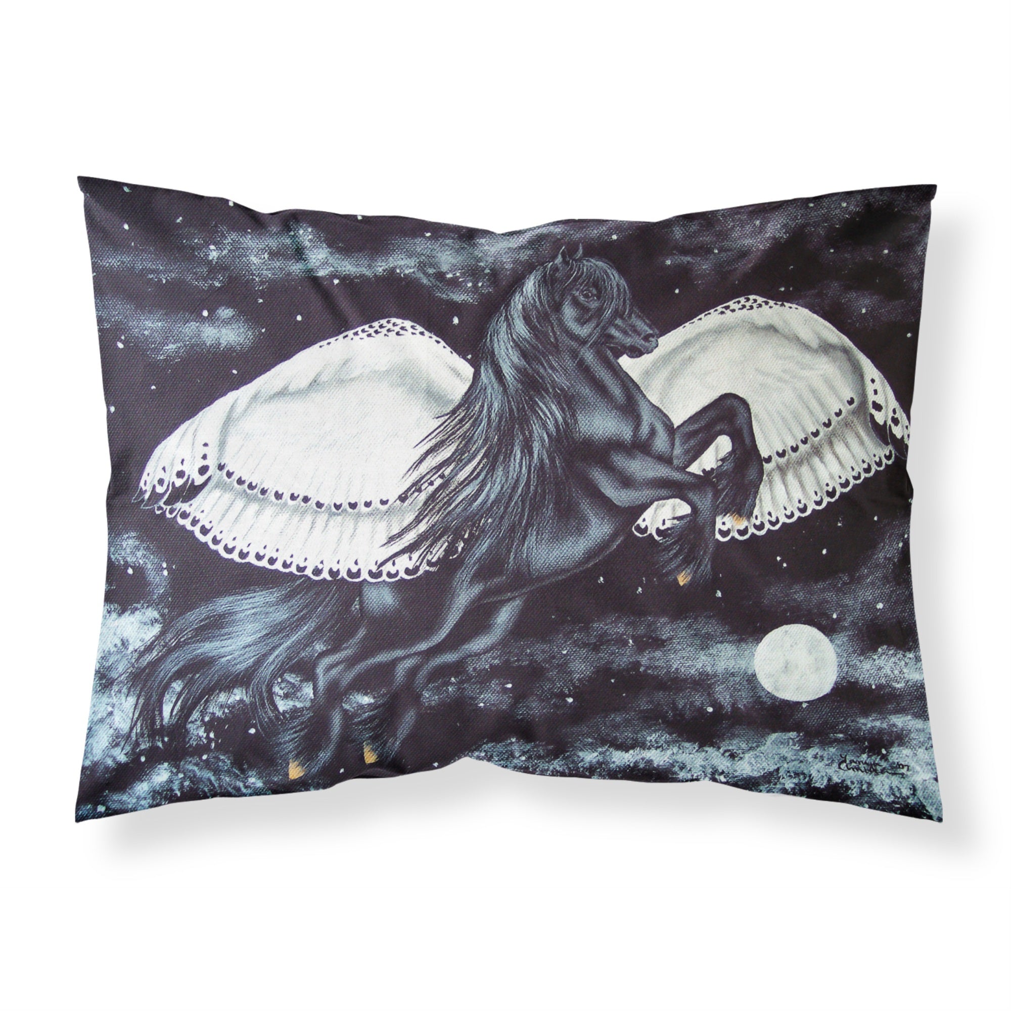 Caroline'S Treasures Black Flying Horse Fabric Standard Pillowcase Amb1222Pillowcase, Multicolor