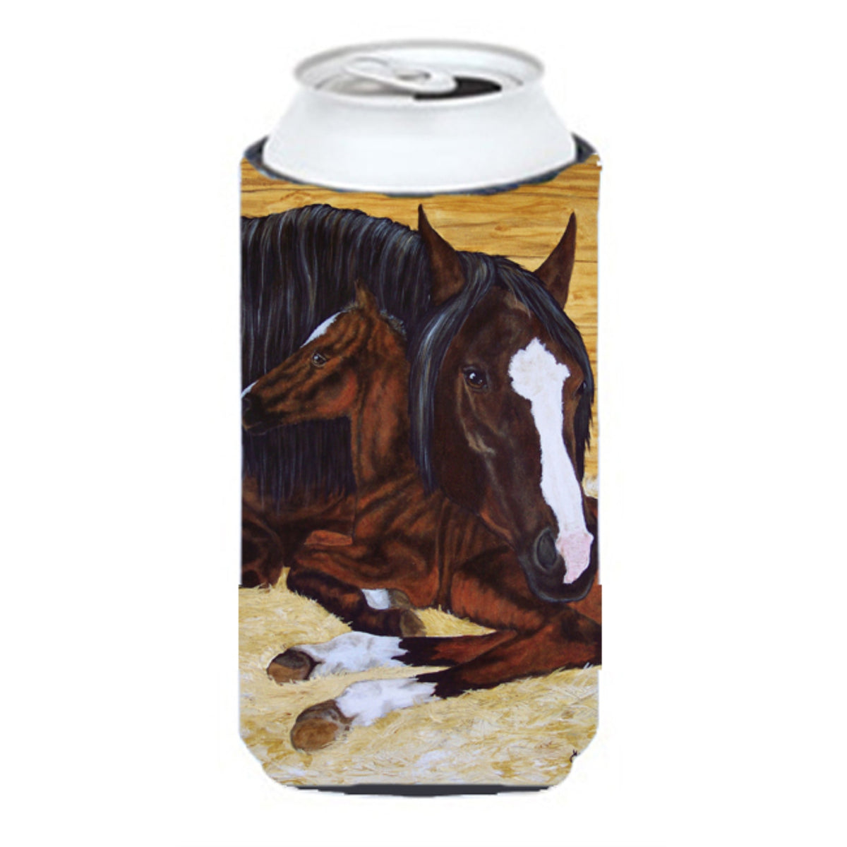Caroline'S Treasures Bay Mare Foal Horse Tall Boy Koozie Hugger, Multicolor