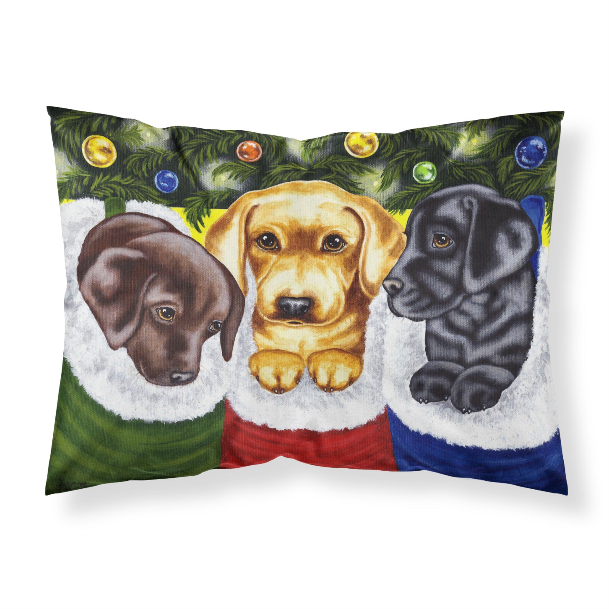 Caroline'S Treasures Christmas Stocking Surprise Labrador Fabric Standard Pillowcase Amb1315Pillowcase, Multicolor