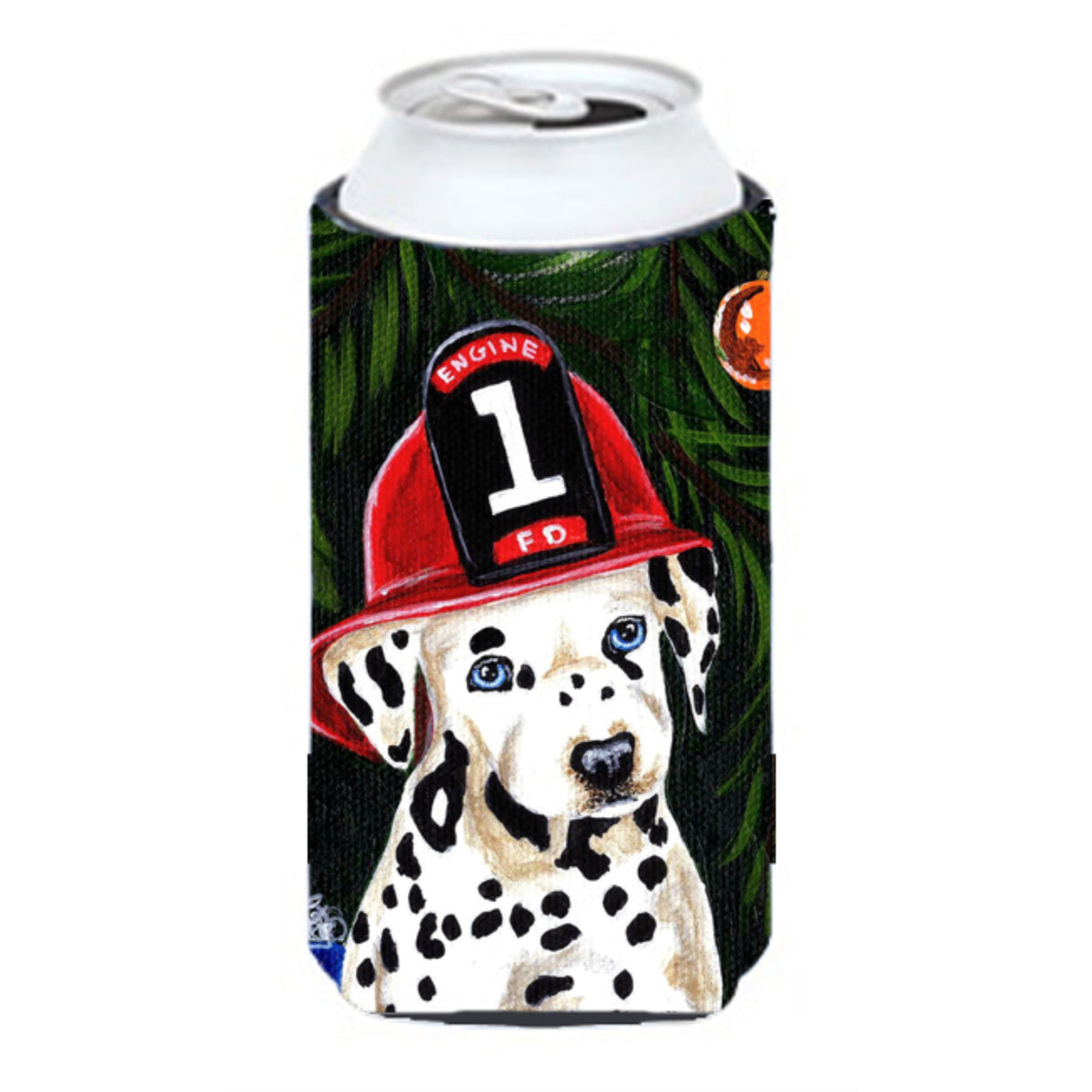 Caroline'S Treasures Fire Fighter Christmas Dalmatian Tall Boy Koozie Hugger, Multicolor