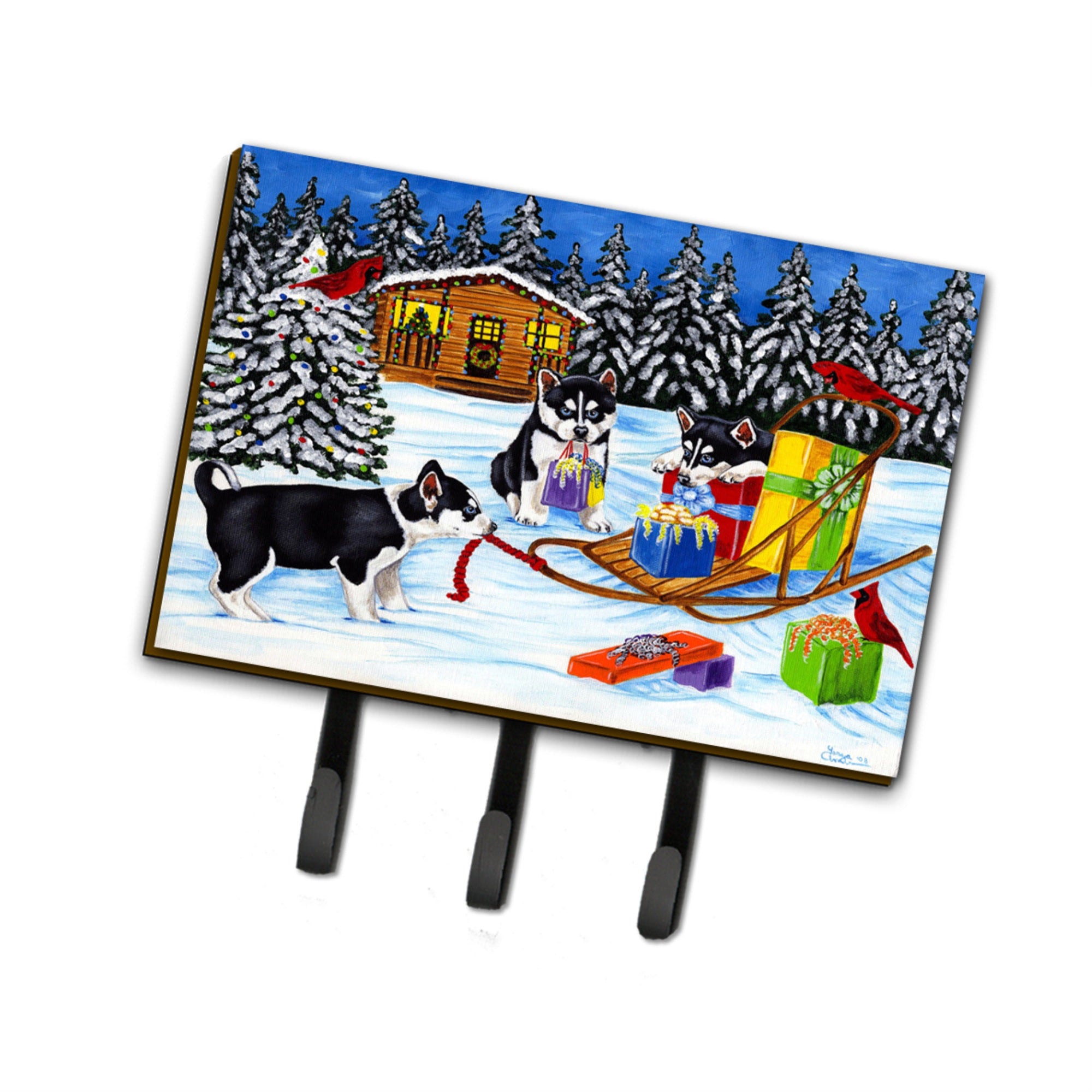 Caroline'S Treasures Amb1318Th68 Christmas Mush Siberian Husky Leash Or Key Holder, Large, Multicolor