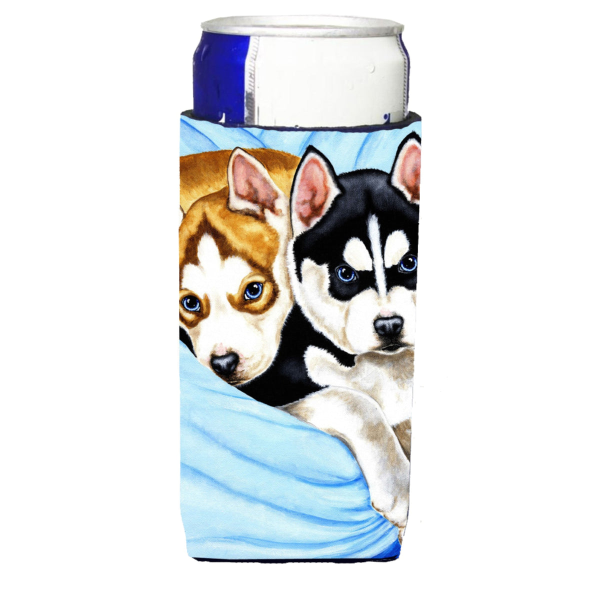 Caroline'S Treasures Snow Angels Siberian Husky Michelob Ultra Koozies For Slim Cans, Multicolor