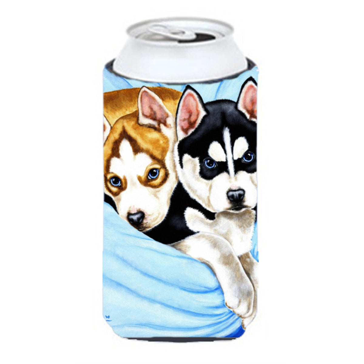 Caroline'S Treasures Snow Angels Siberian Husky Tall Boy Koozie Hugger, Multicolor