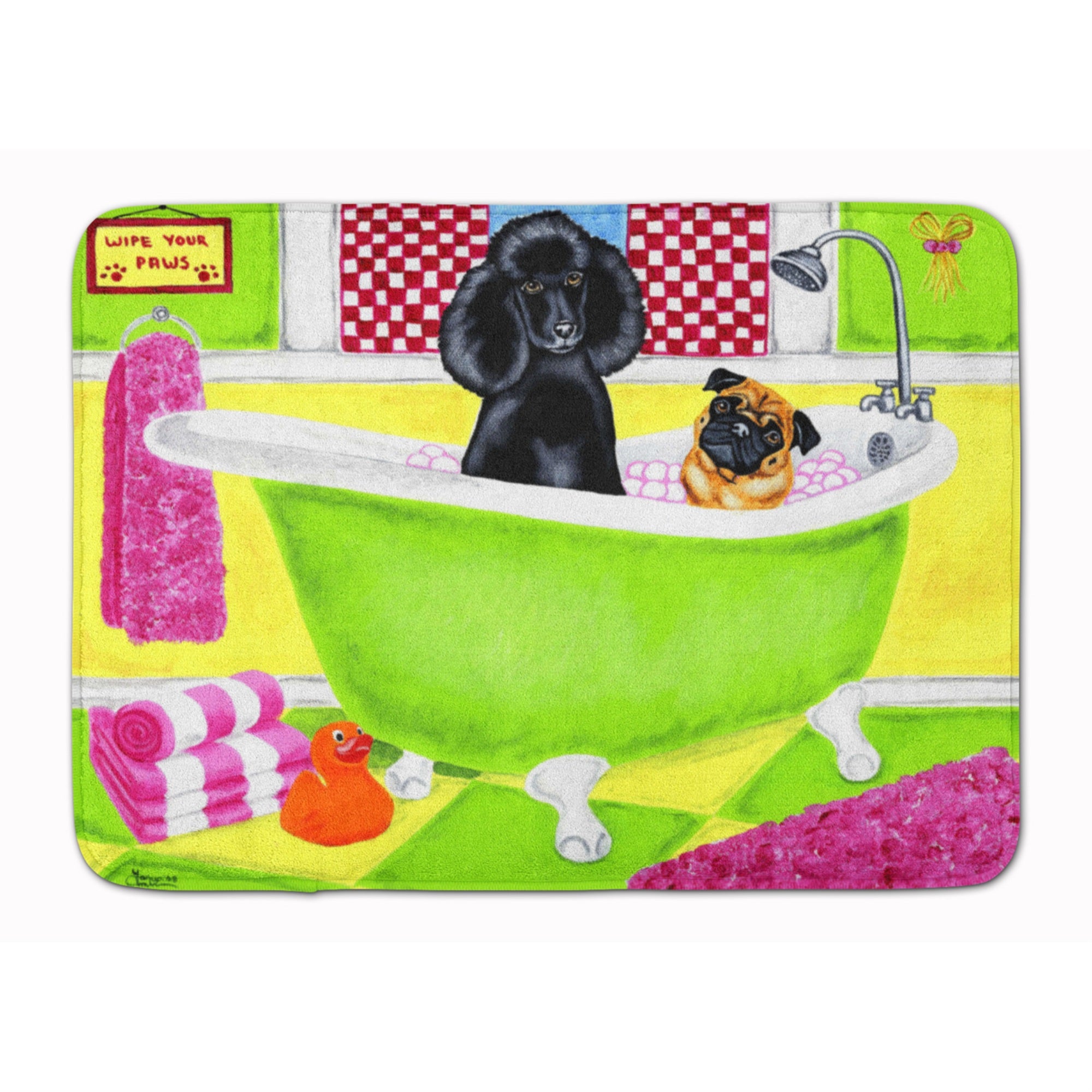 Caroline'S Treasures Tub For Two With Poodle And Pug Floor Mat, 19 X 27, Multicolor