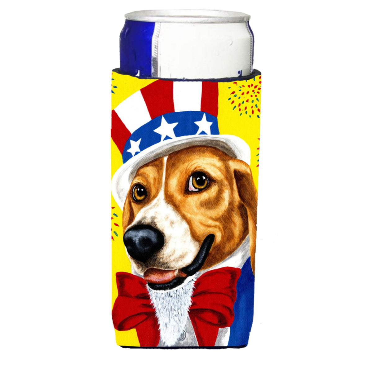 Caroline'S Treasures Uncle Sam'S Usa Beagle Michelob Ultra Koozies For Slim Cans, Multicolor