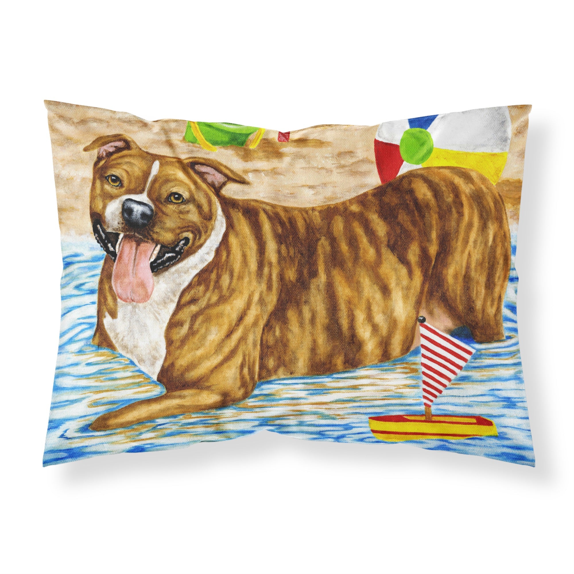 Caroline'S Treasures Beach Bum Staffie Fabric Standard Pillowcase Amb1338Pillowcase, Multicolor