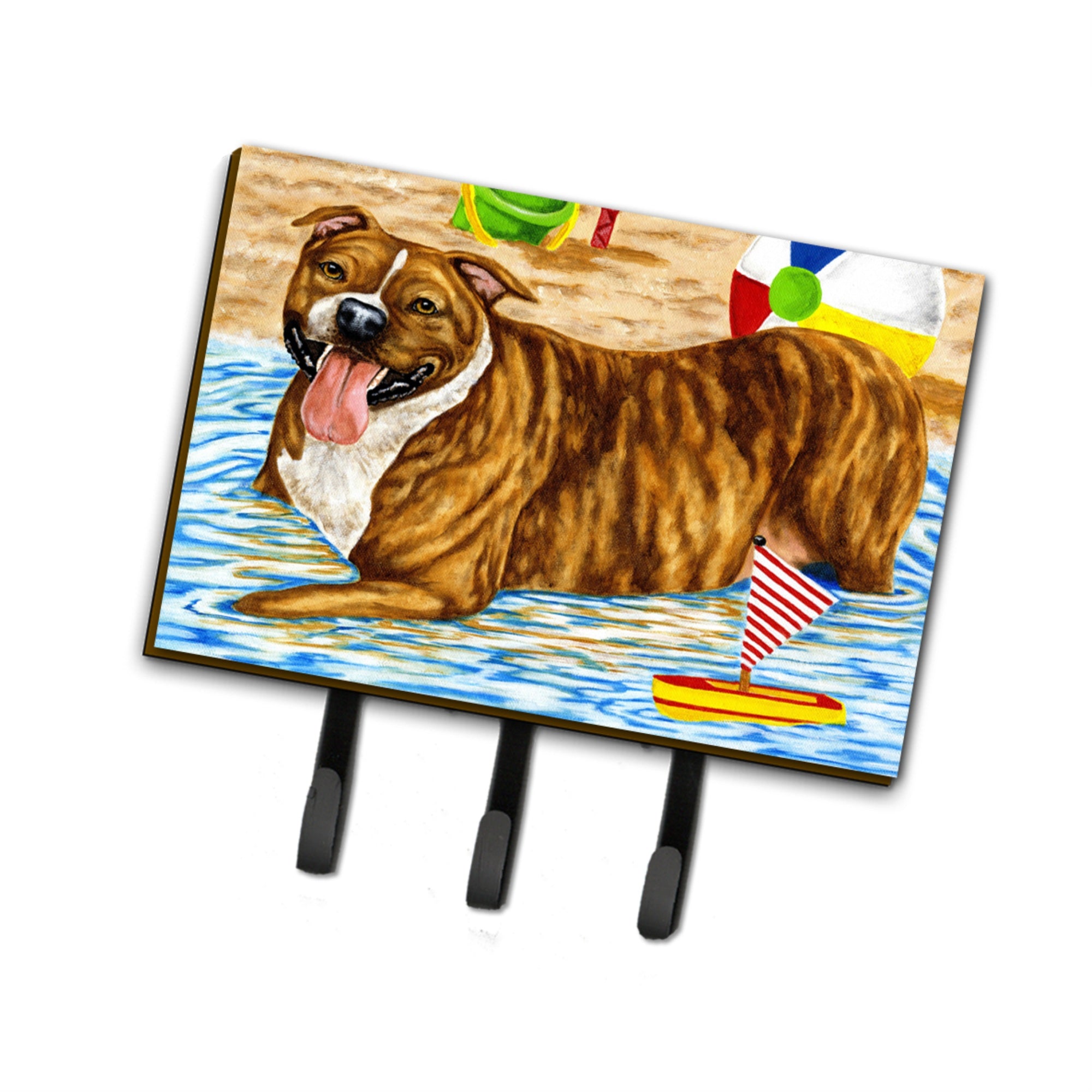 Caroline'S Treasures Amb1338Th68 Beach Bum Staffie Leash Or Key Holder, Large, Multicolor