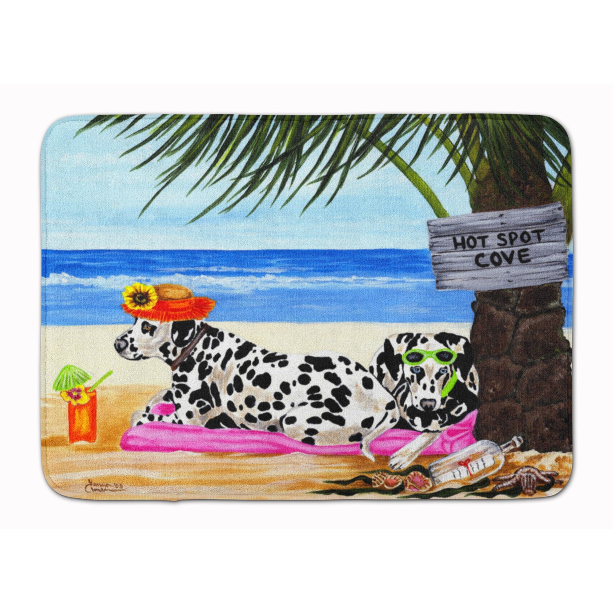 Caroline'S Treasures Hot Spot Cove Beach Dalmatian Floor Mat, 19 X 27, Multicolor