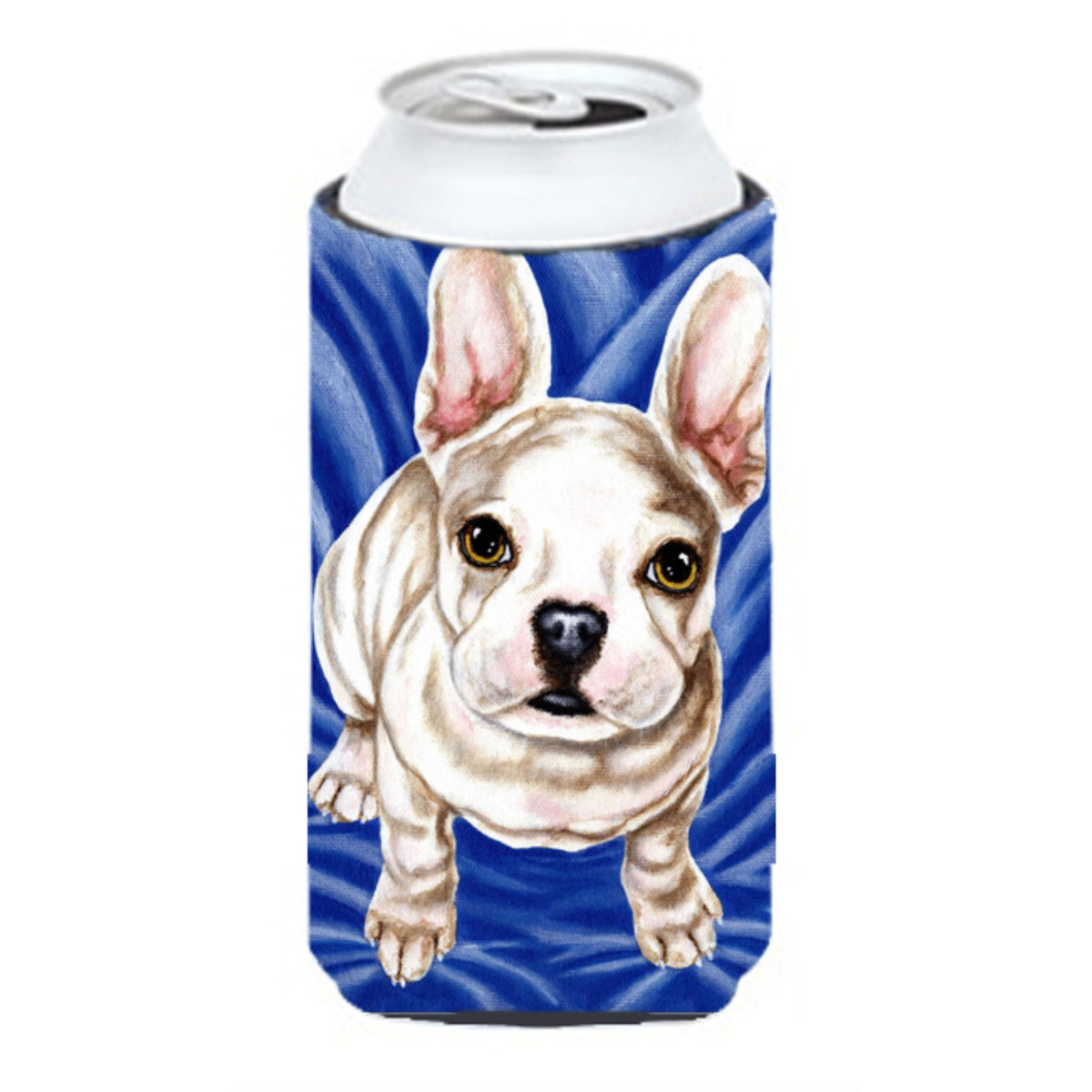Caroline'S Treasures Diamond In Blue French Bulldog Tall Boy Koozie Hugger, Multicolor