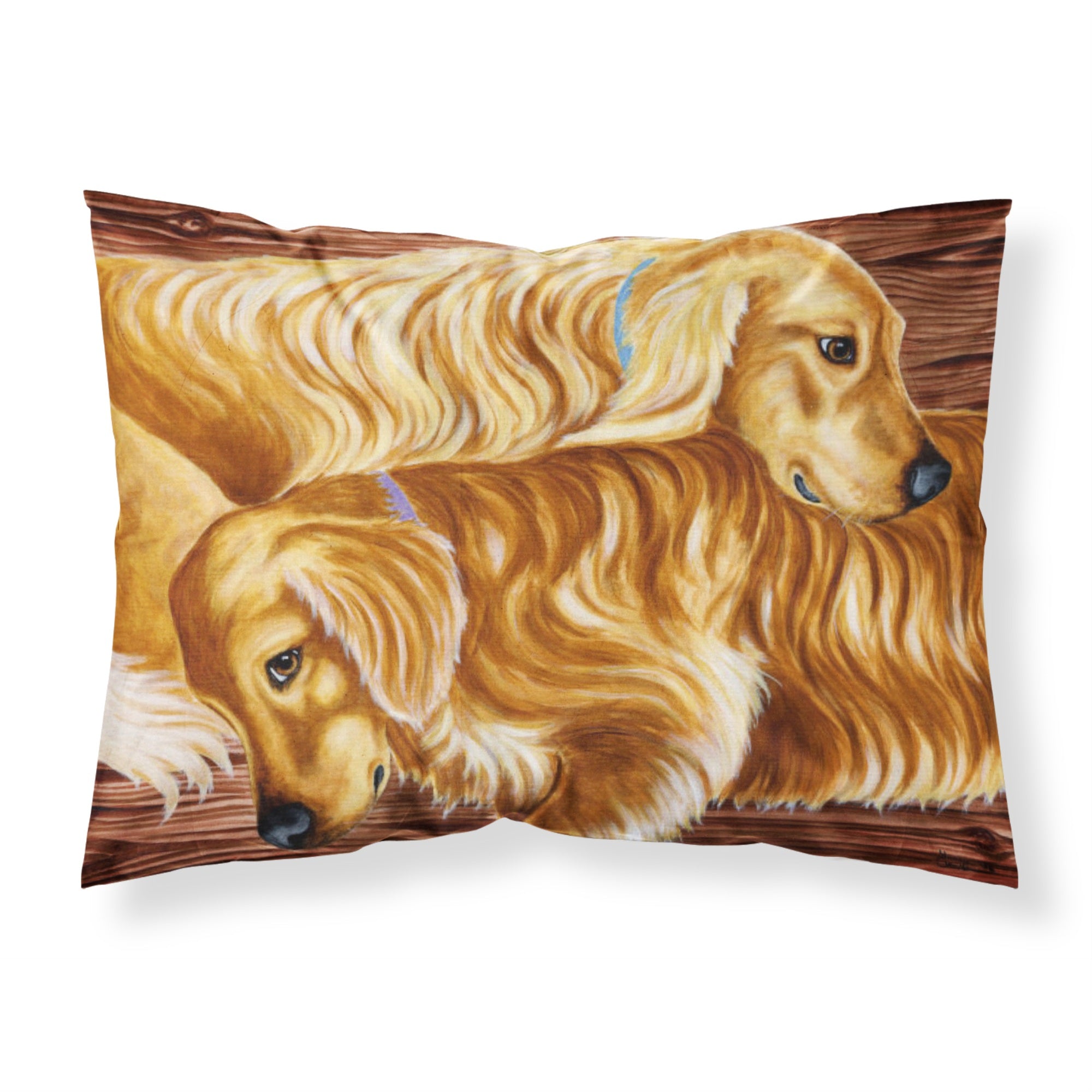 Caroline'S Treasures Zeus And Chloie The Golden Retrievers Fabric Standard Pillowcase Amb1387Pillowcase, Multicolor