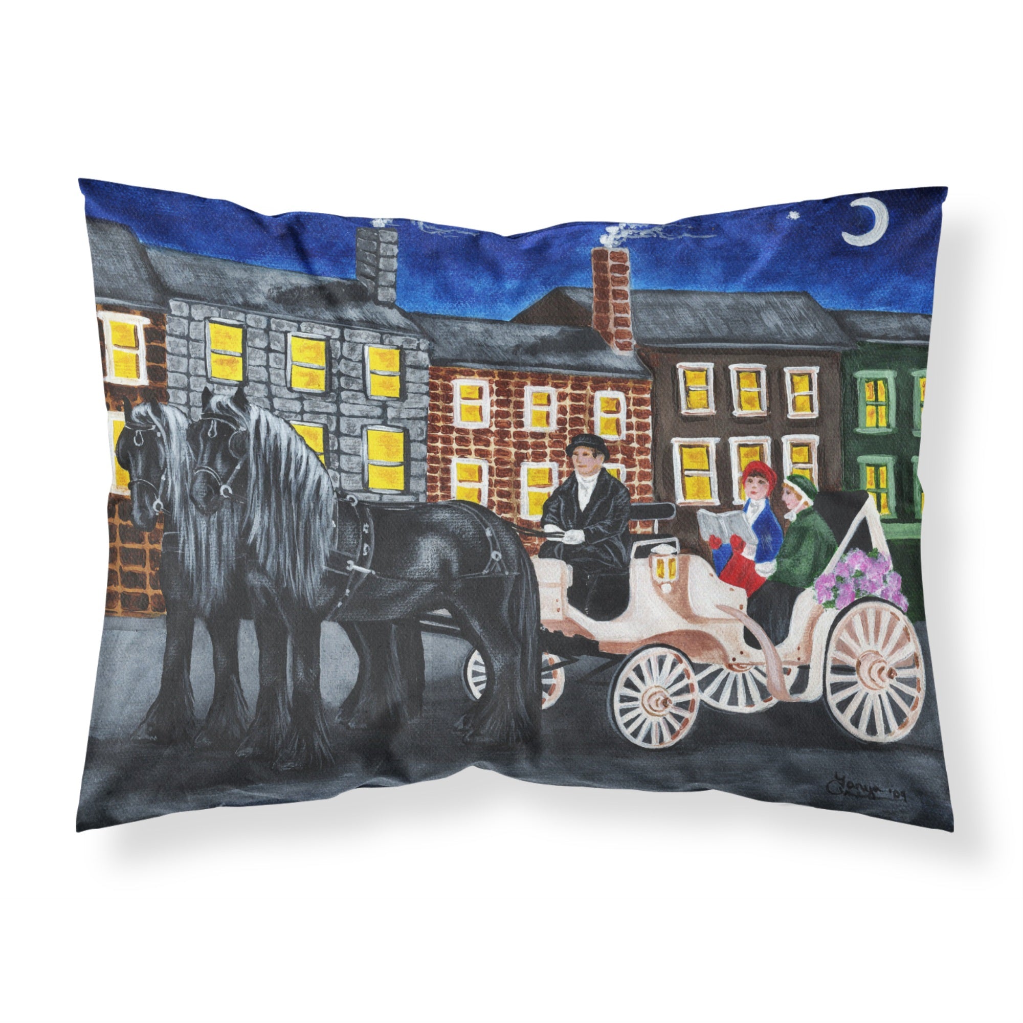 Caroline'S Treasures City Carriage Ride Horse Fabric Standard Pillowcase Amb1409Pillowcase, Multicolor