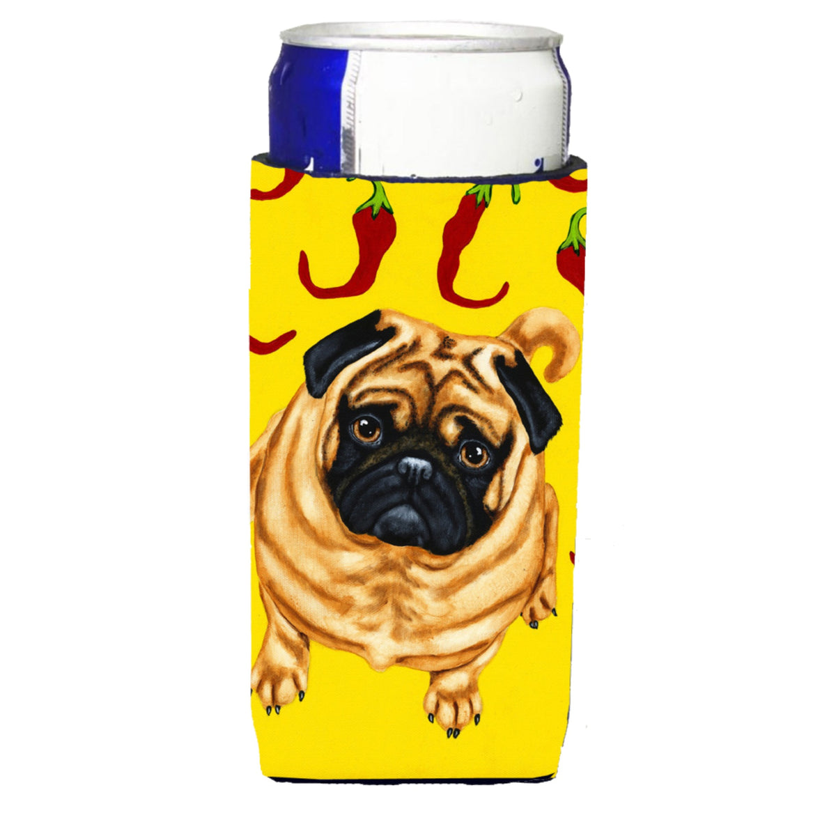 Caroline'S Treasures Pick A Pepper Pug Michelob Ultra Koozies For Slim Cans, Multicolor