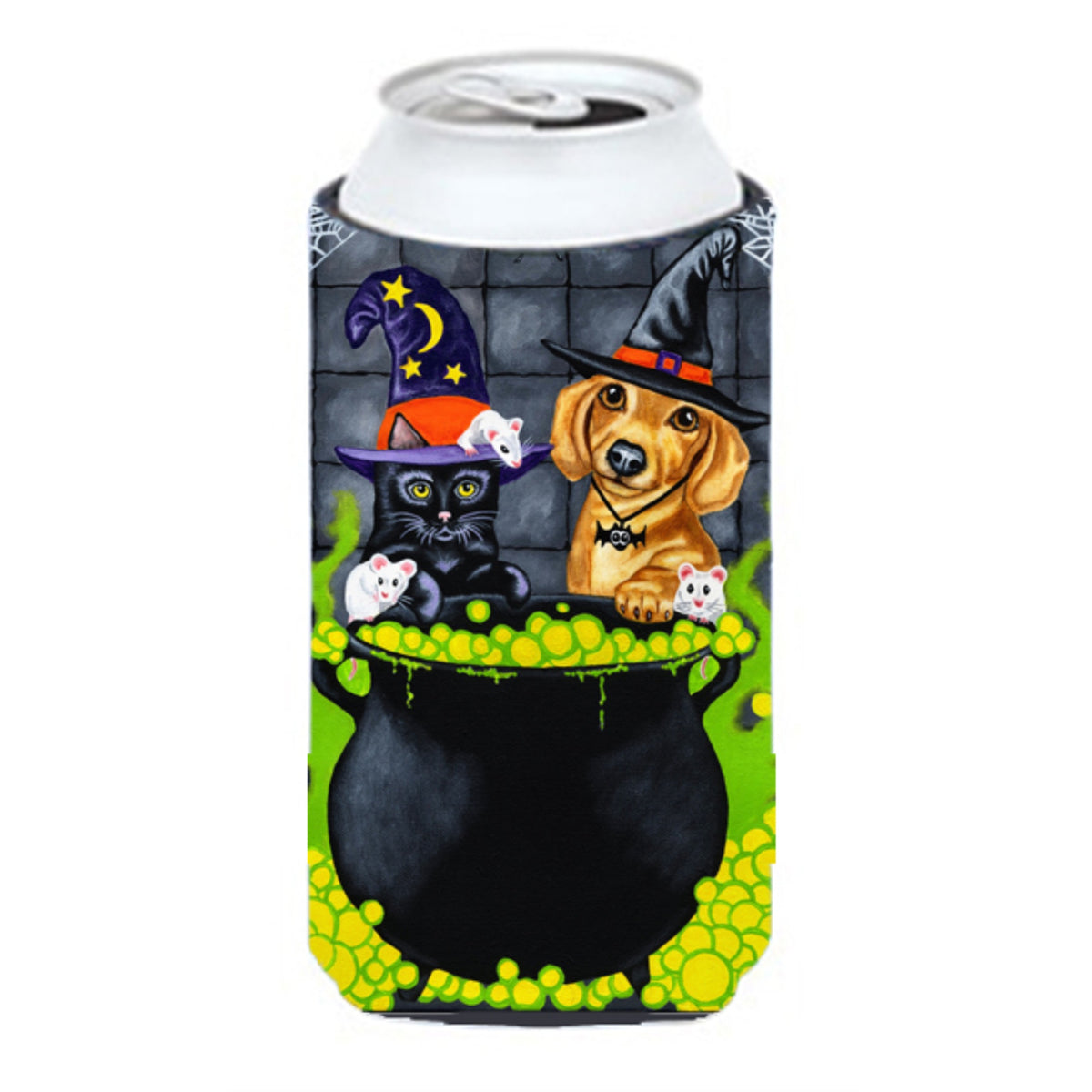 Caroline'S Treasures Brewing Up Trouble Halloween Dachshund Tall Boy Koozie Hugger, Multicolor