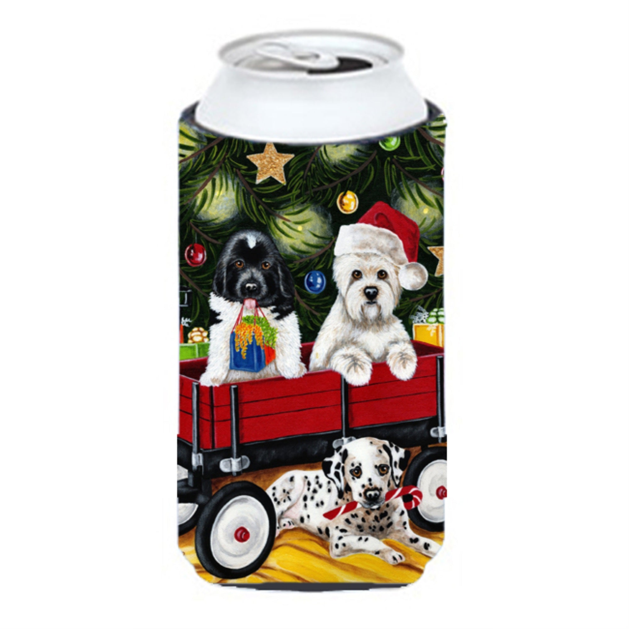 Caroline'S Treasures Christmas Westie Newfoundland Dalmatian Tall Boy Hugger Cold-Beverage-Koozies, Multicolor