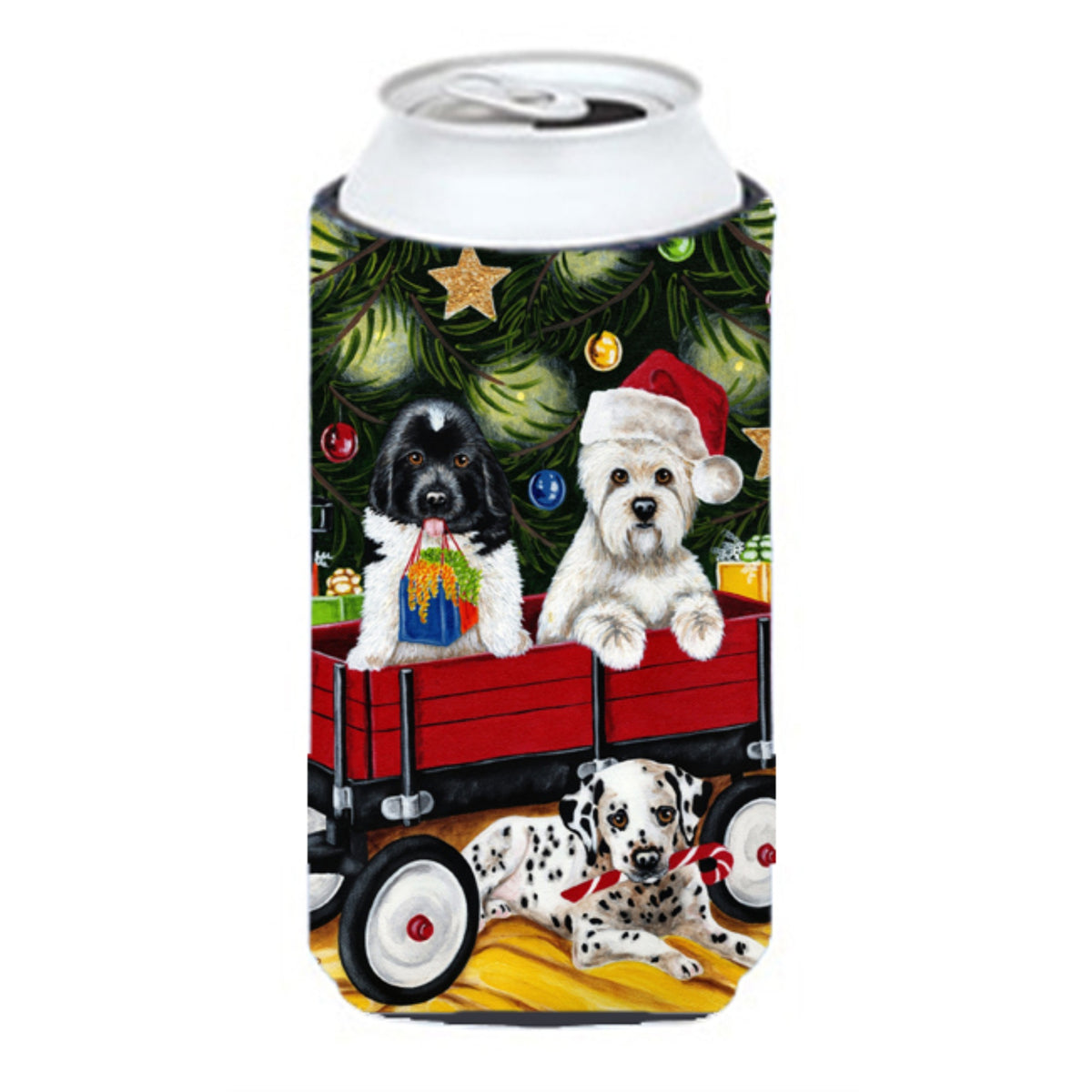 Caroline'S Treasures Christmas Westie Newfoundland Dalmatian Tall Boy Hugger Cold-Beverage-Koozies, Multicolor
