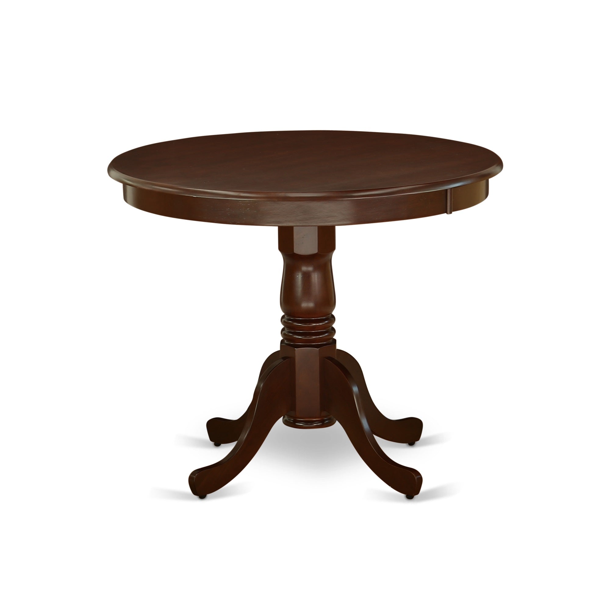 East West Furniture Amip3-Mah-W 3 Piece Wooden Dining Table Set Consists Of 1 Round Pedestal Table And 2 Mahogany Dining Room Chairs With Slatted Back - Mahogany Finish