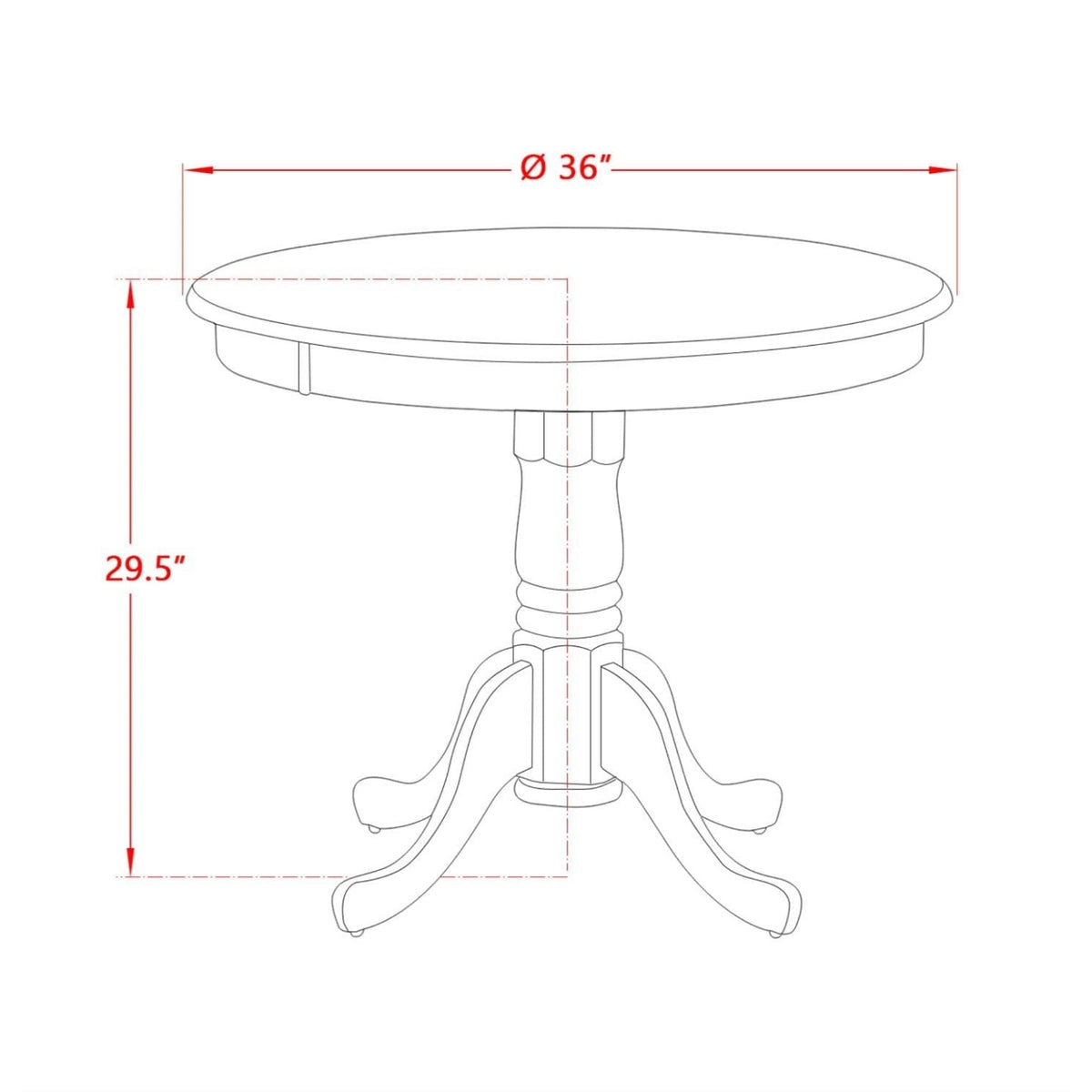 Casafoyer Amt-Nbk-Tp Antique Mid-Century Modern Dining Table - A Round Dining Table Top With Pedestal Base, 36X36 Inch, Natural & Black