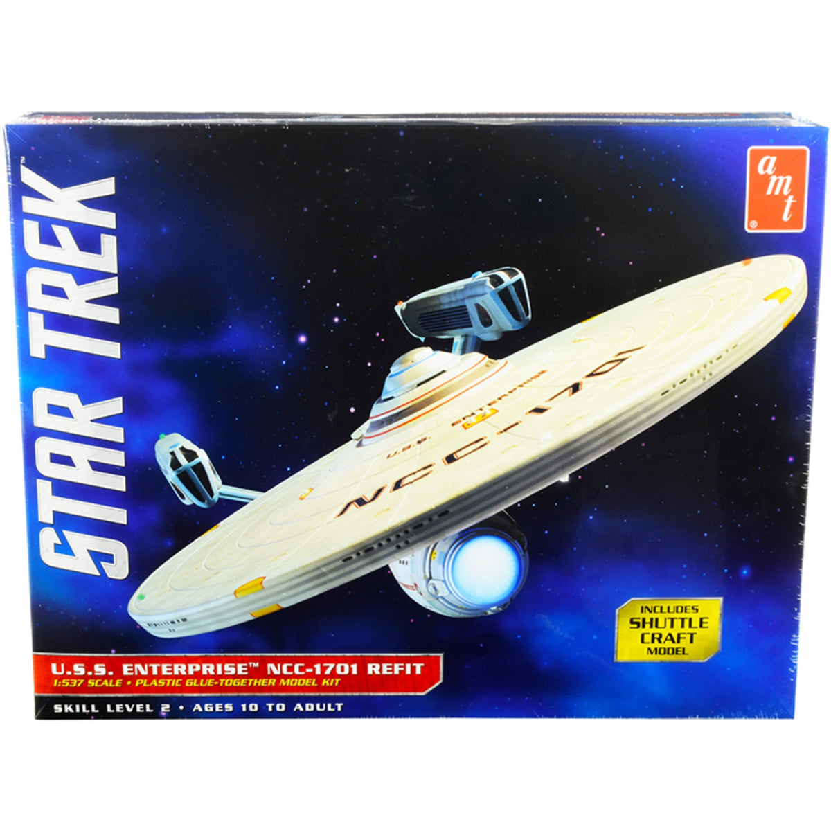 Skill 2 Model Kit U.S.S. Enterprise Ncc-1701 Refit Starship 'Star Trek' 1/537 Scale Model By Amt