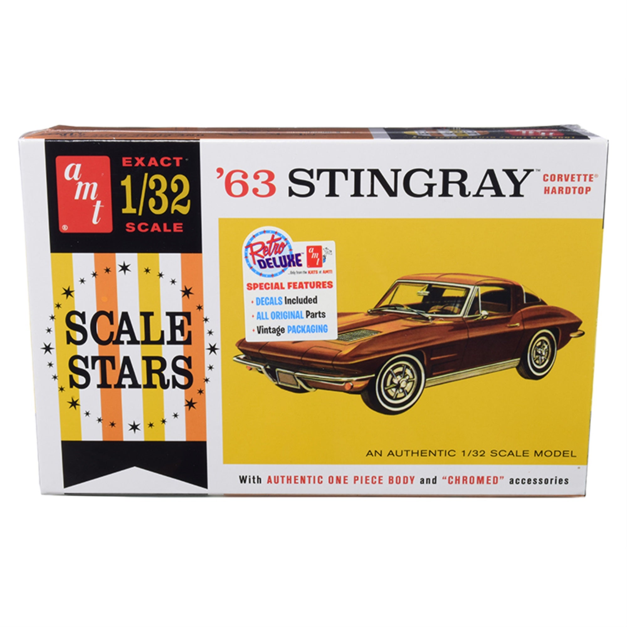 Skill 2 Model Kit 1963 Chevrolet Corvette Stingray Hardtop \Scale Stars\ 1/32 Scale Model By Amt'''