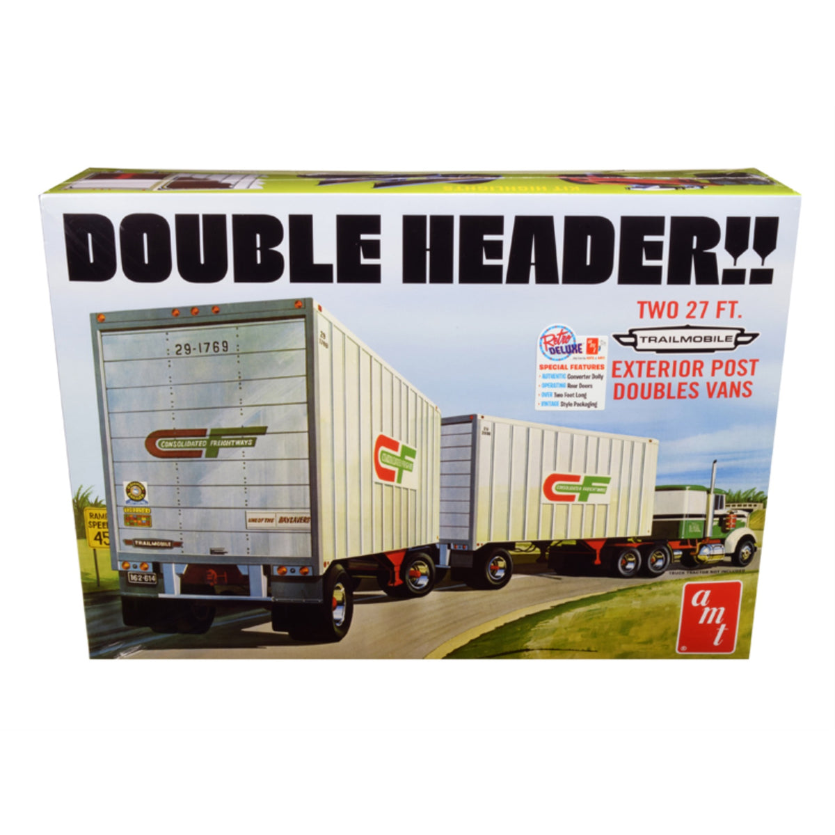 Skill 3 Model Kit Trailmobile Double Header Tandem Van Trailers 1/25 Scale Model By Amt