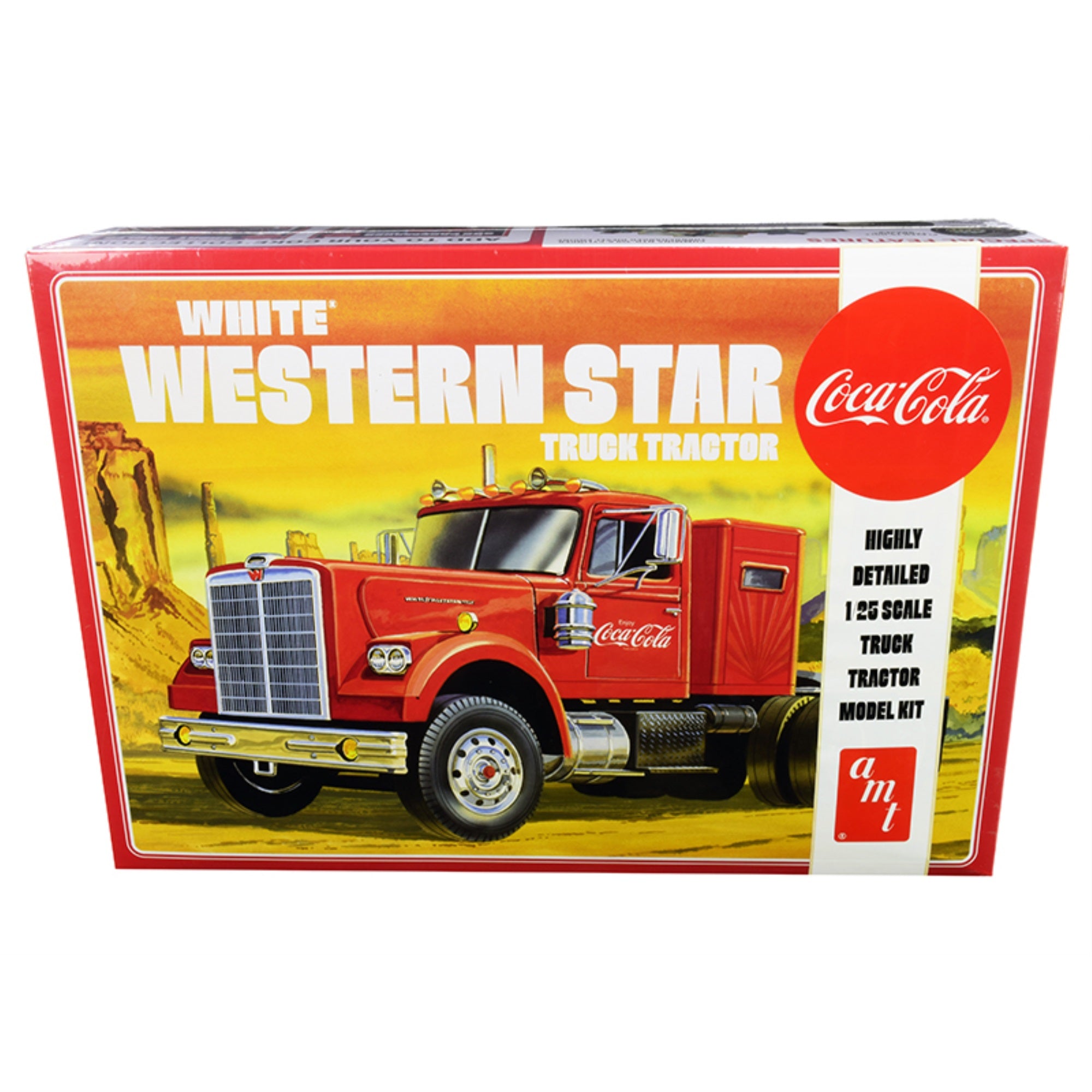 Skill 3 Model Kit White Western Star Semi Truck Tractor 'Coca-Cola' 1/25 Scale Model By Amt
